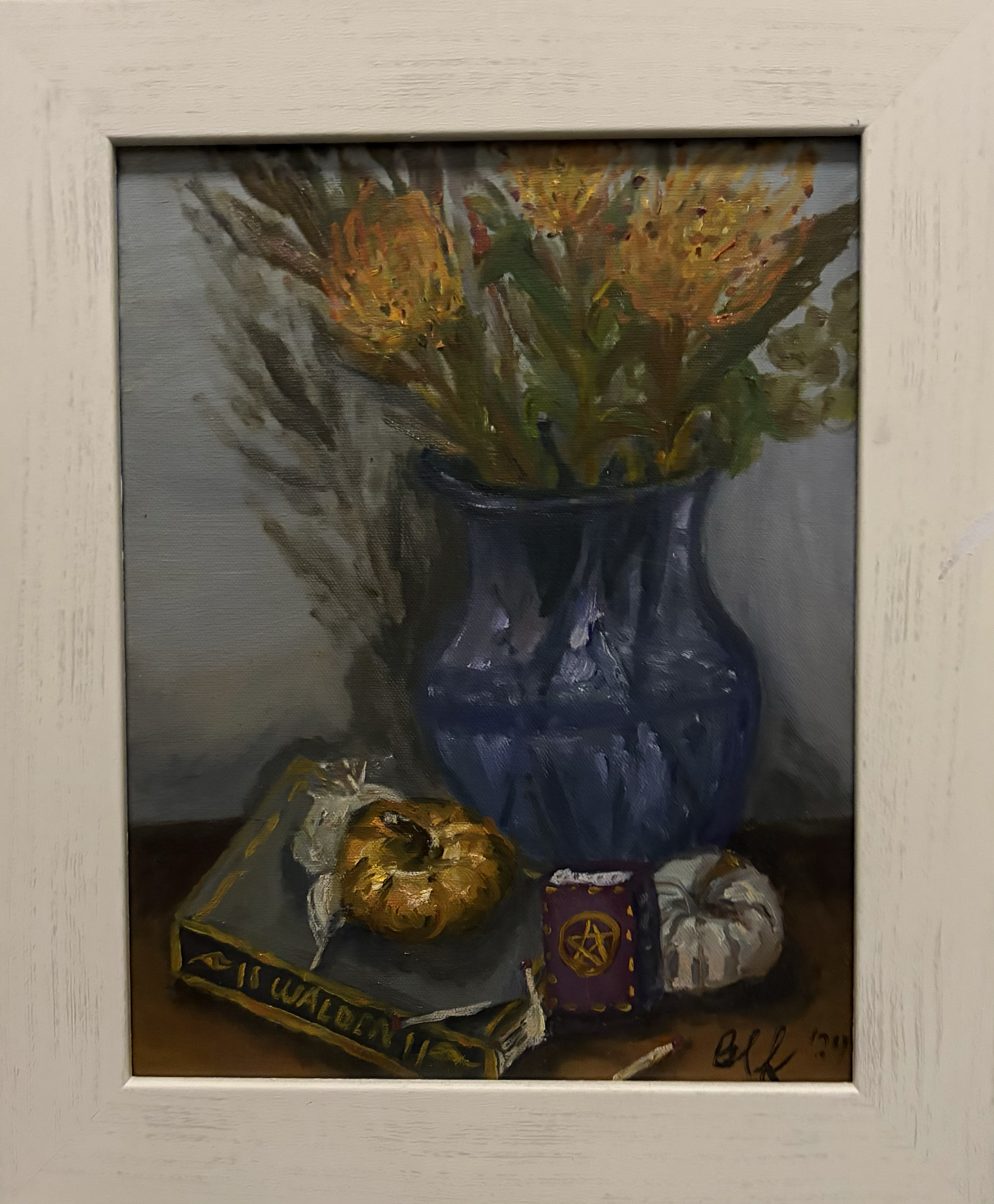 "Still Life" (2025)
Oil on Canvas in Cream Frame, 14.5" x 17.5"
$200