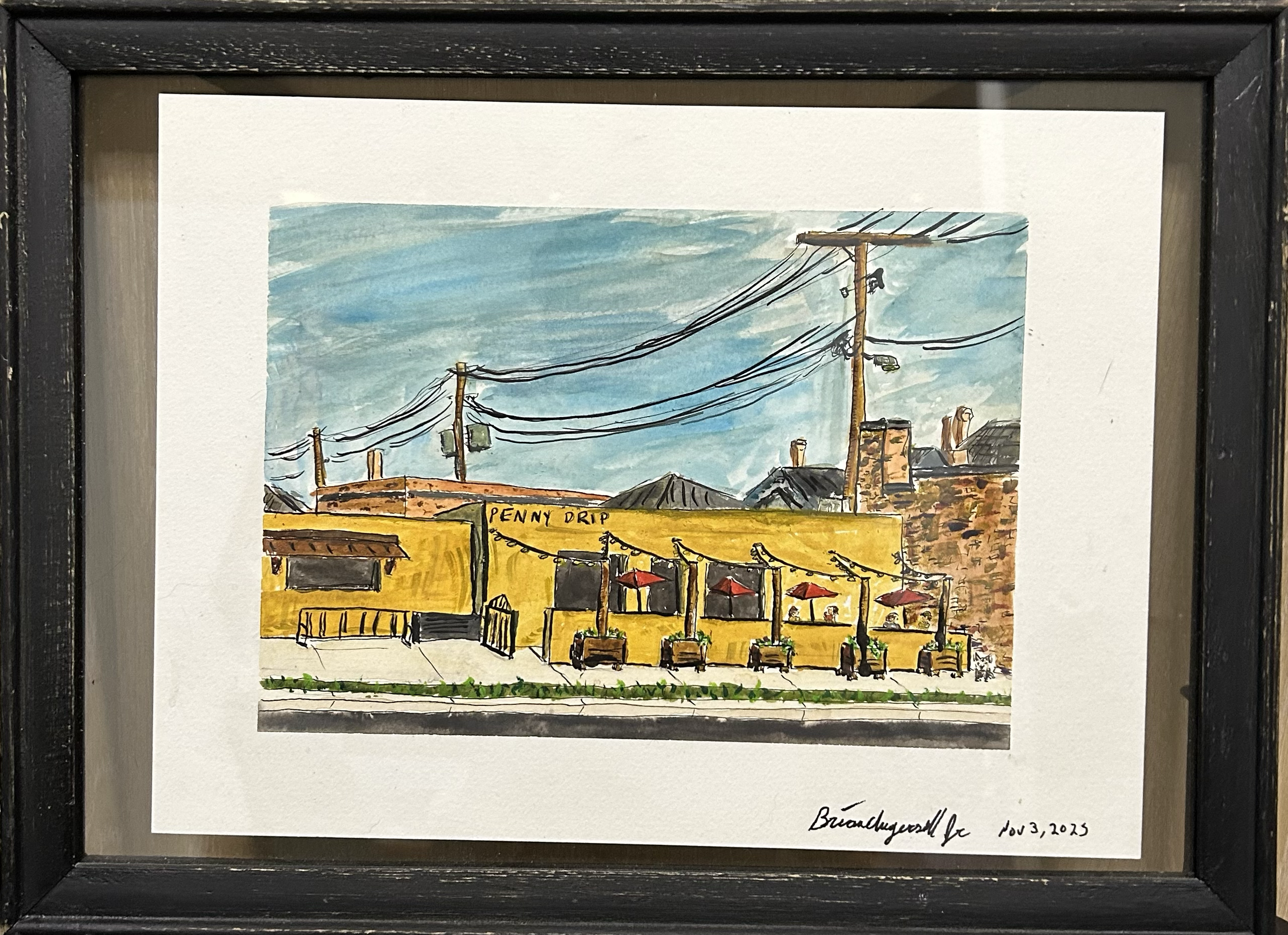 "Penny Drip, Fort Wayne Indiana" (2025)
Watercolor & Archival Ink on Paper