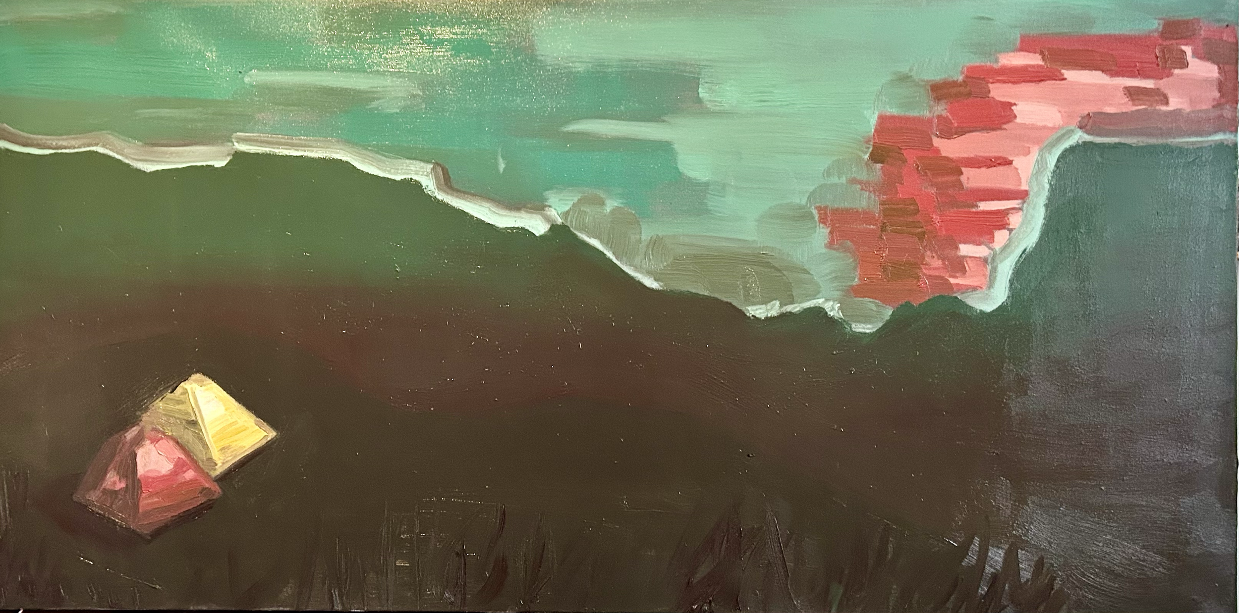 "43°59'48.6n, 110°42'52.6w" (2026)
Oil on Cotton Canvas, 48" x 24"