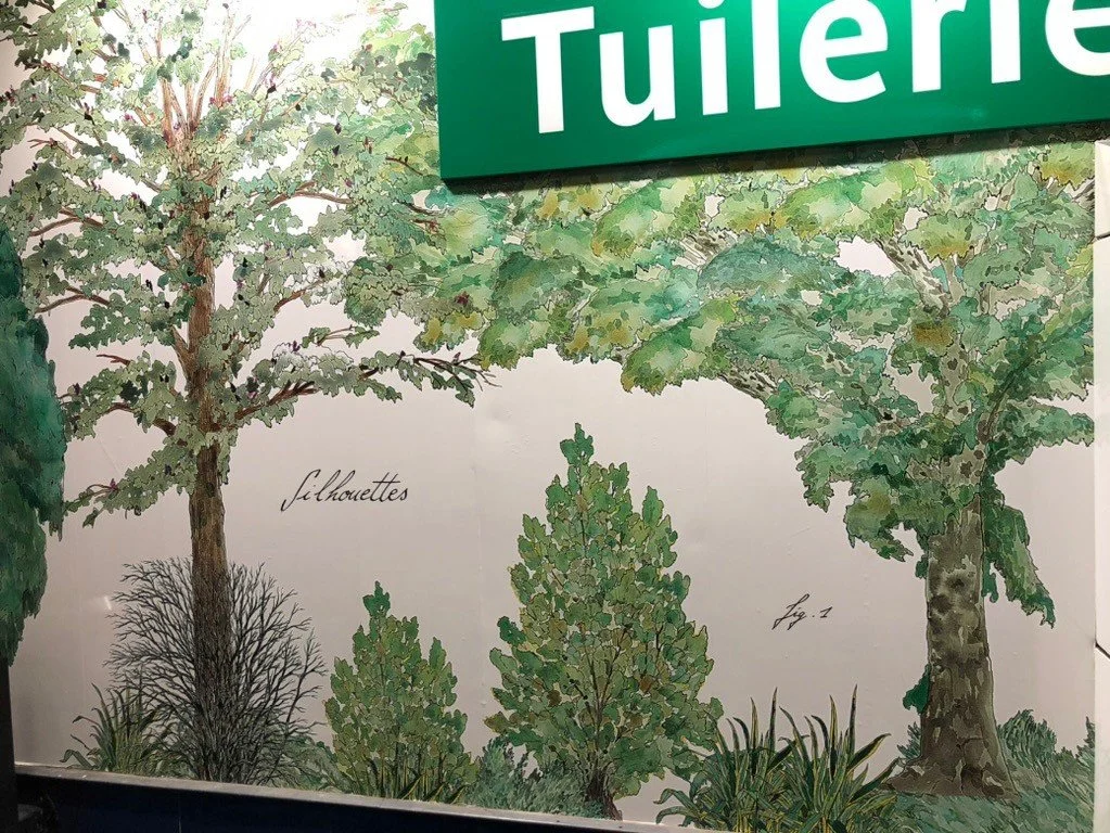 Station de métro Tuileries Paris | Réalisé Encre et Aquarelle | Commande réalisée pour la RATP.