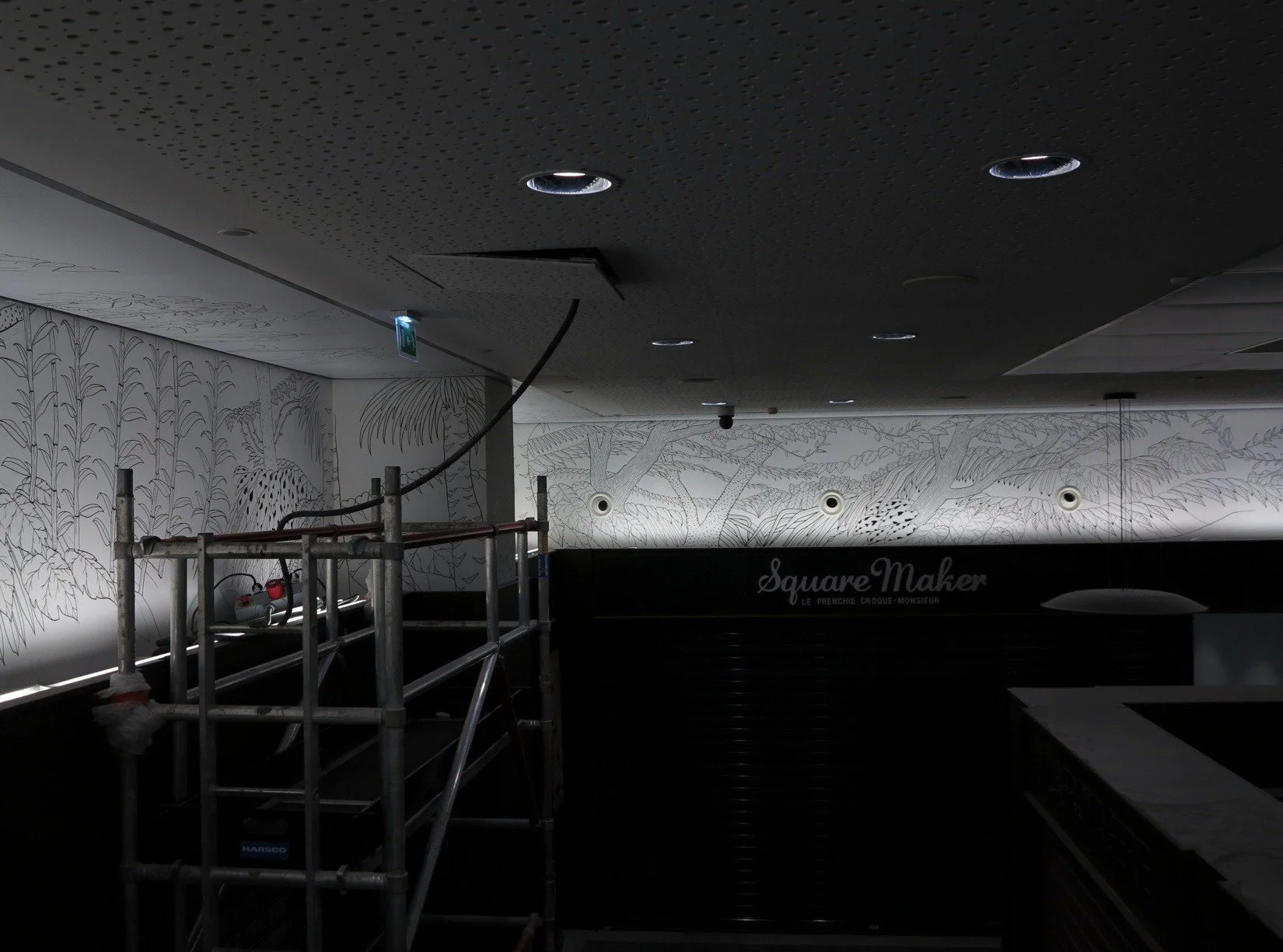 Fresque végétale, 2014 | 660 m2 | Réalisé au fusain et au marqueur noir | Les Terrasses du port, Marseille.