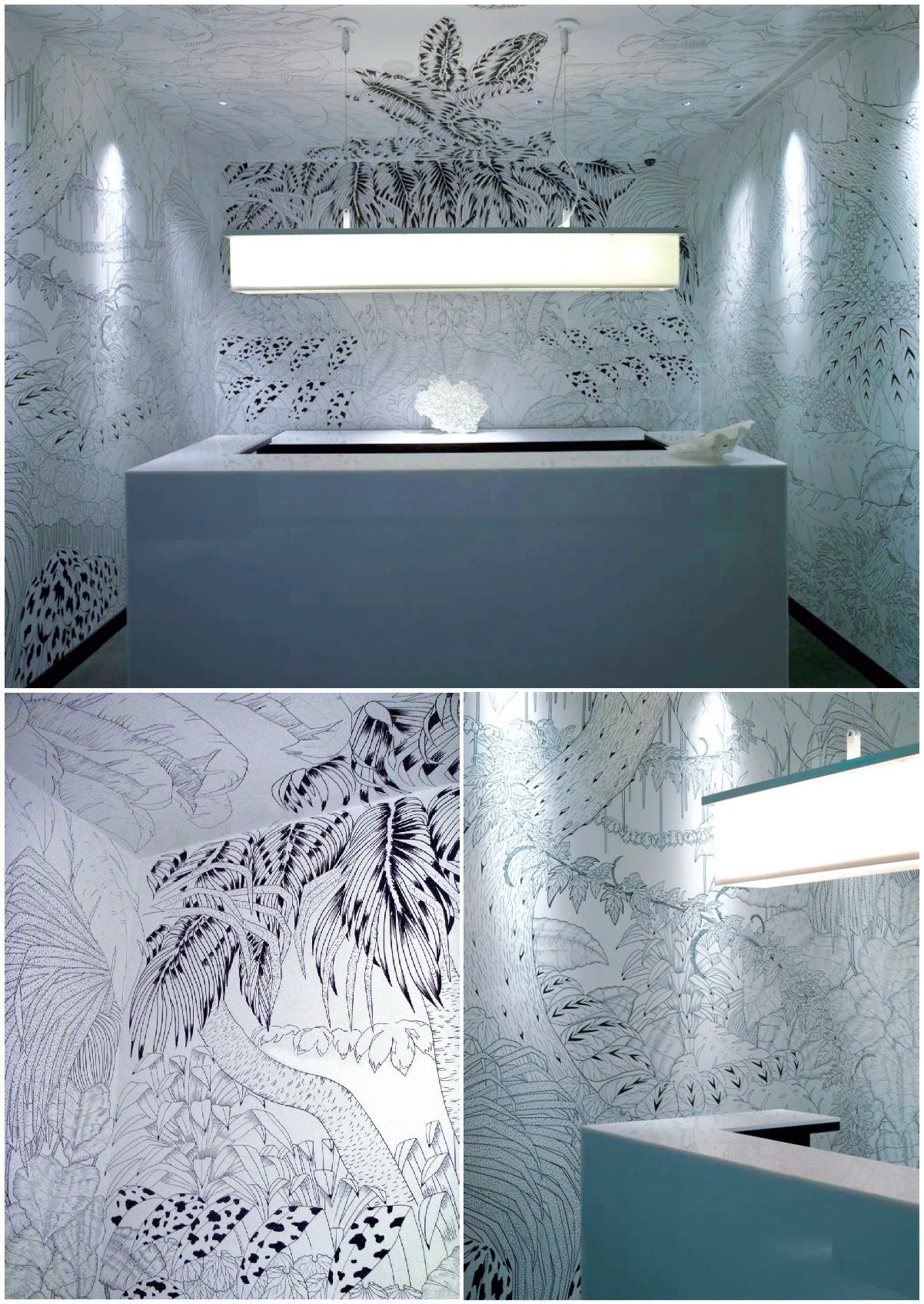 Fresque végétale, 2009 | Dimensions variables | Réalisé au feutre noir | Hôtel W, Fort Lauderdale, USA.