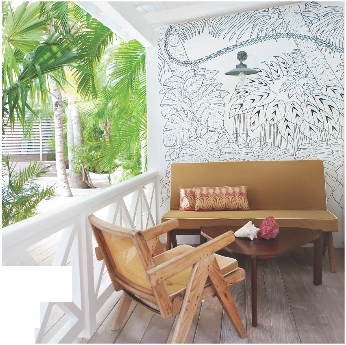 Fresque végétale, 2010 | Dimensions variables | Feutre noir | Hôtel la banane, Saint-Barthélemy.