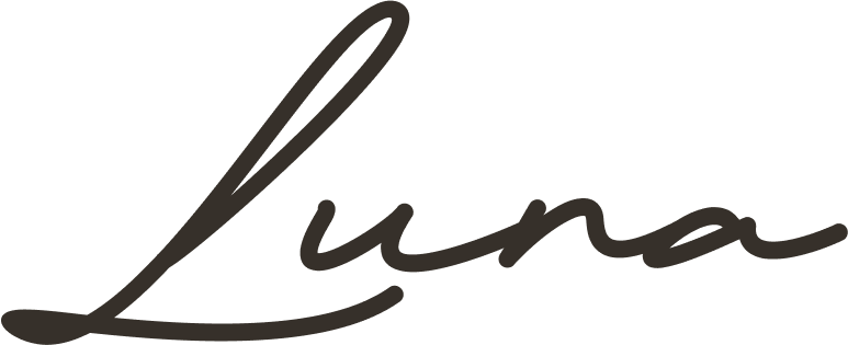 Stylized black cursive logo with the word "Luna."