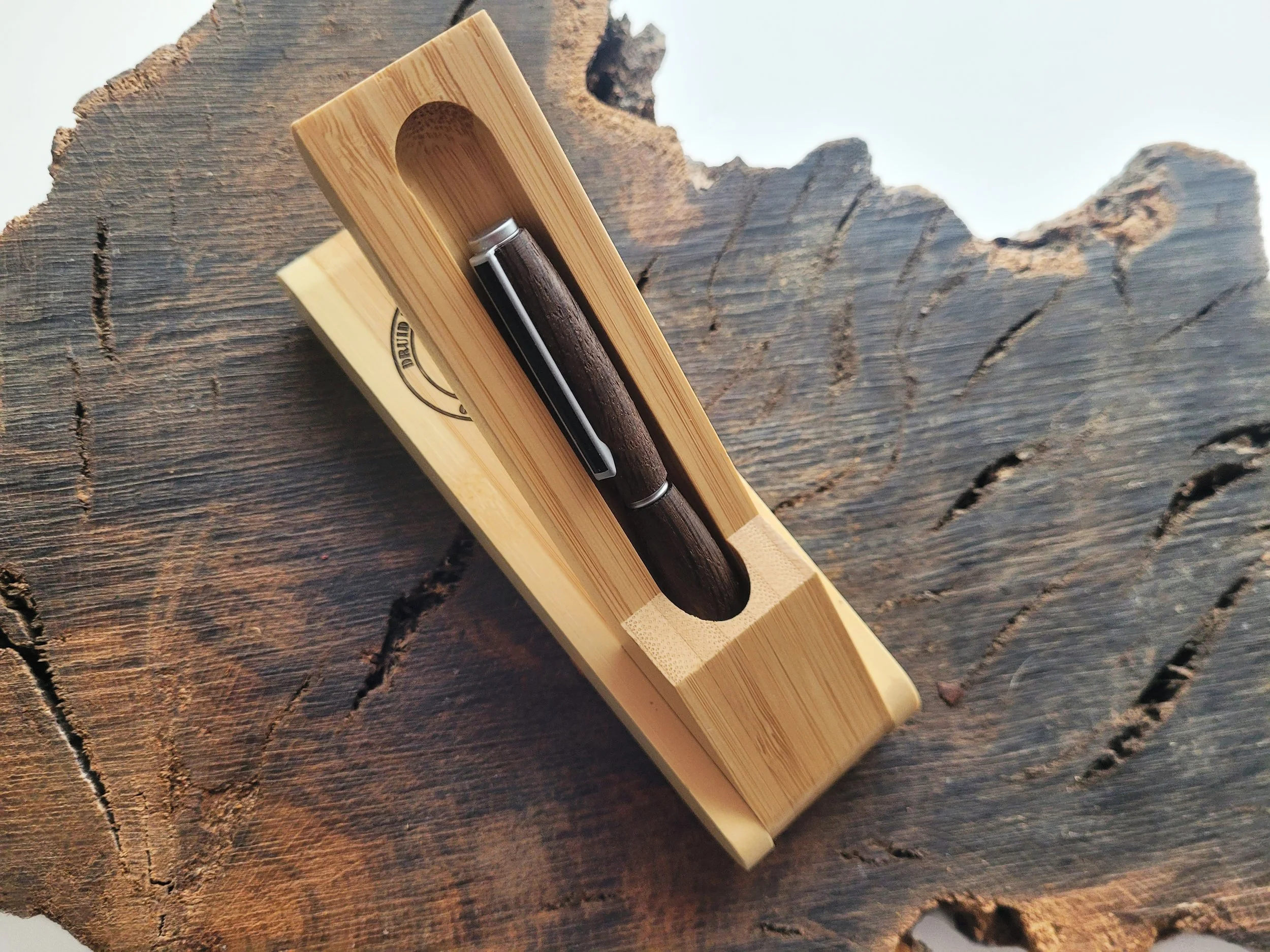 5,000 Year-Old Bog Oak Pen With Elegant Wooden Display Box