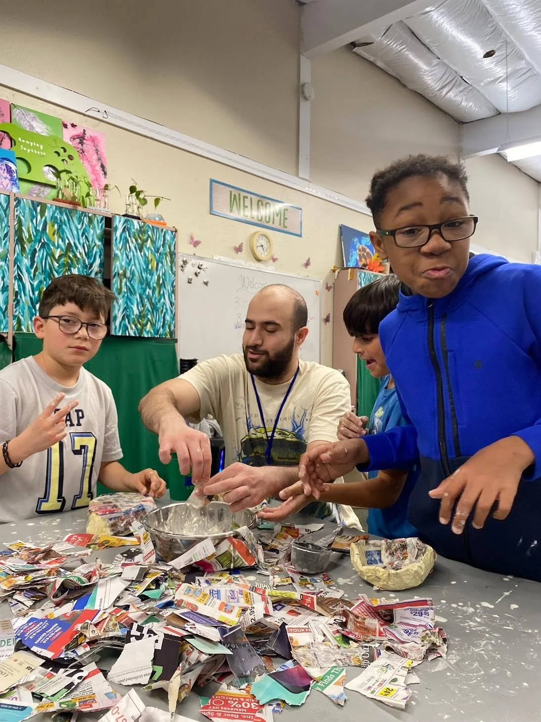Our kids got to explore the mess of paper mach&eacute; this week at The GreenHouse...and had so much fun doing it! Want to hear more about what we do around here? Come join in with us! Play some, teach some, learn a lot, and definitely love the most.