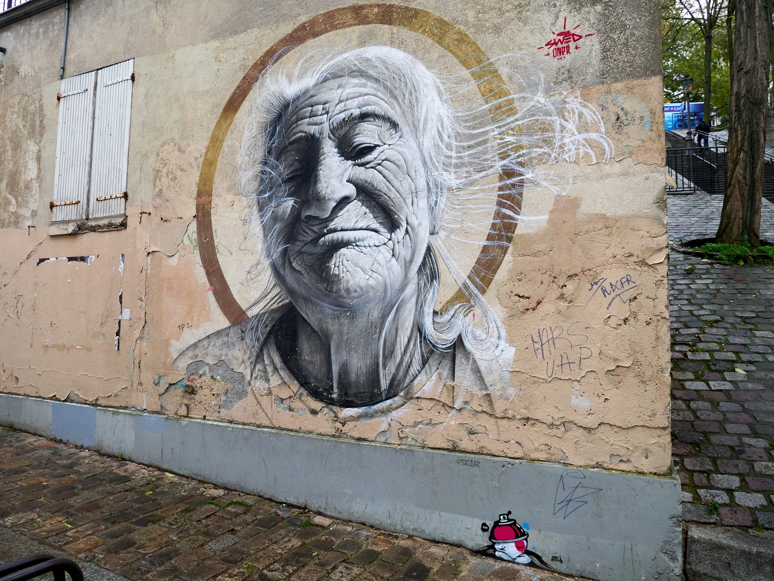 no title: portrait by Swed Tuner, stencil by Jef Aérosol