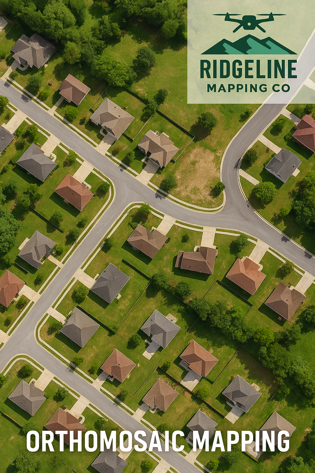 High-resolution orthomosaic aerial map created by RidgeLine Mapping Co. drone services in Chattanooga Tennessee showing precise georeferenced data for land development, agriculture, and environmental planning
