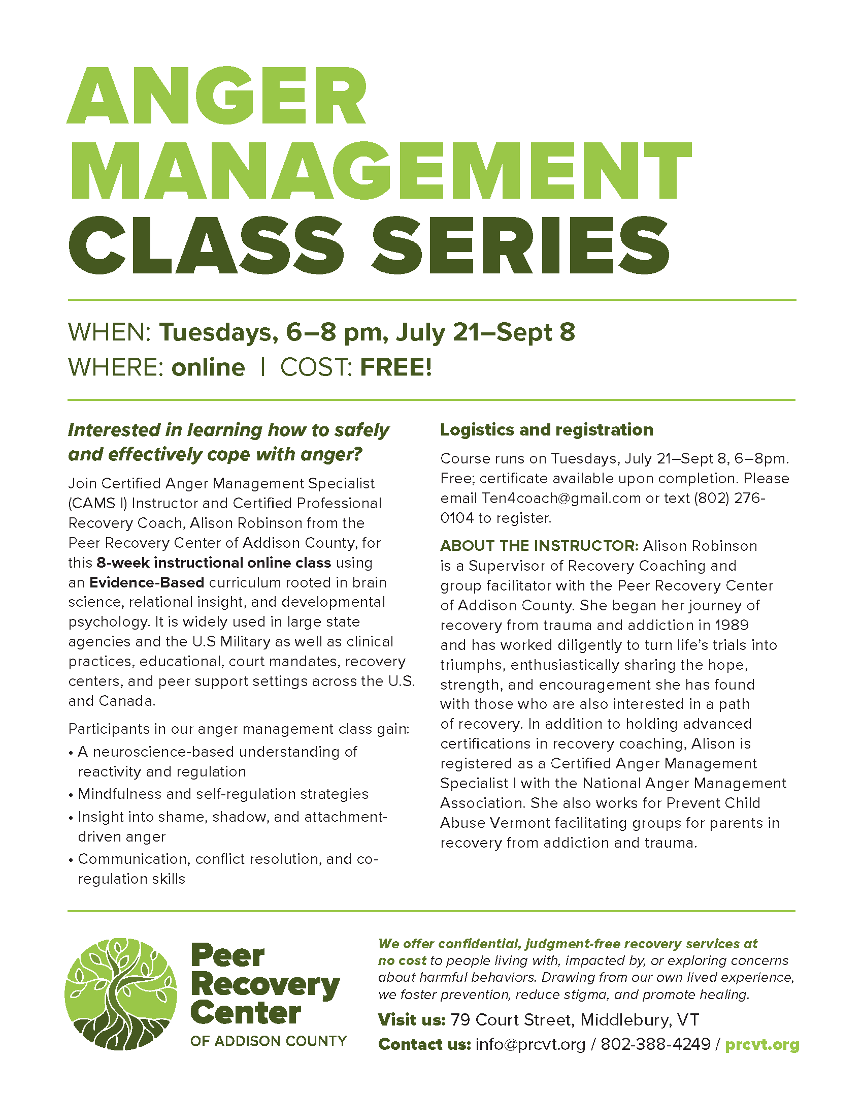 New Anger Management Class Series