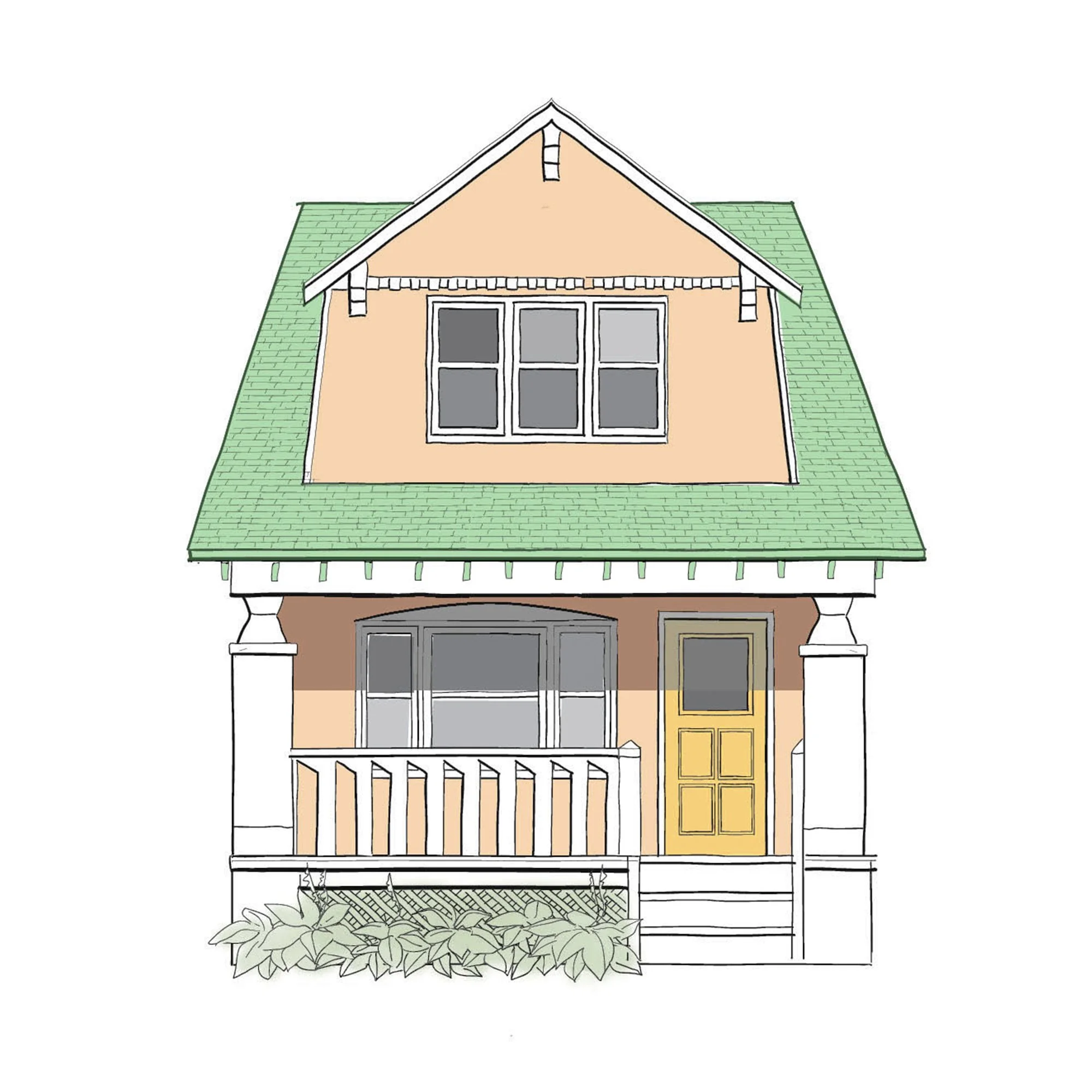 Illustration of an Arts & Crafts style house