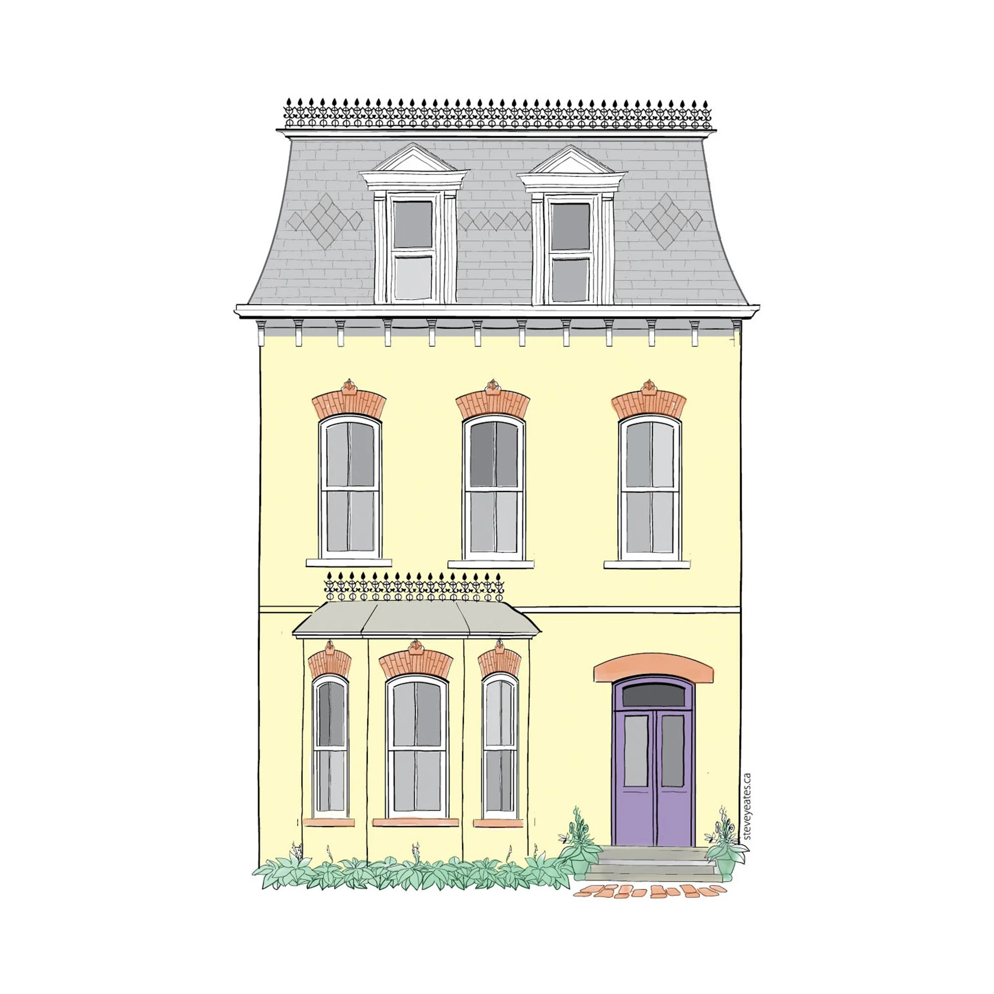 Illustration of an Second Empire style house