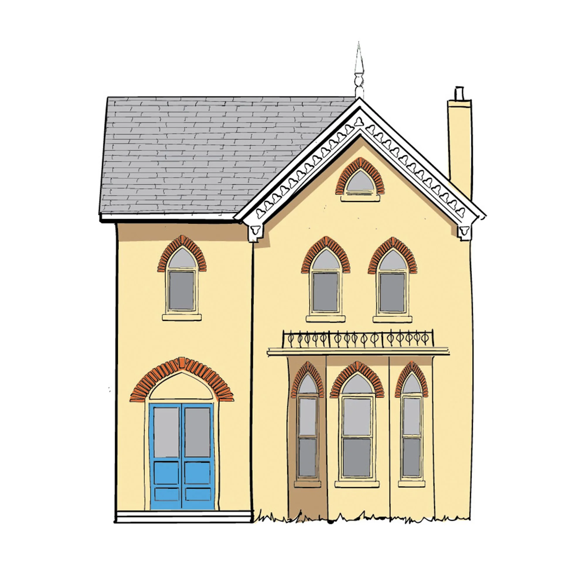 Illustration of an Gothic Revival style house