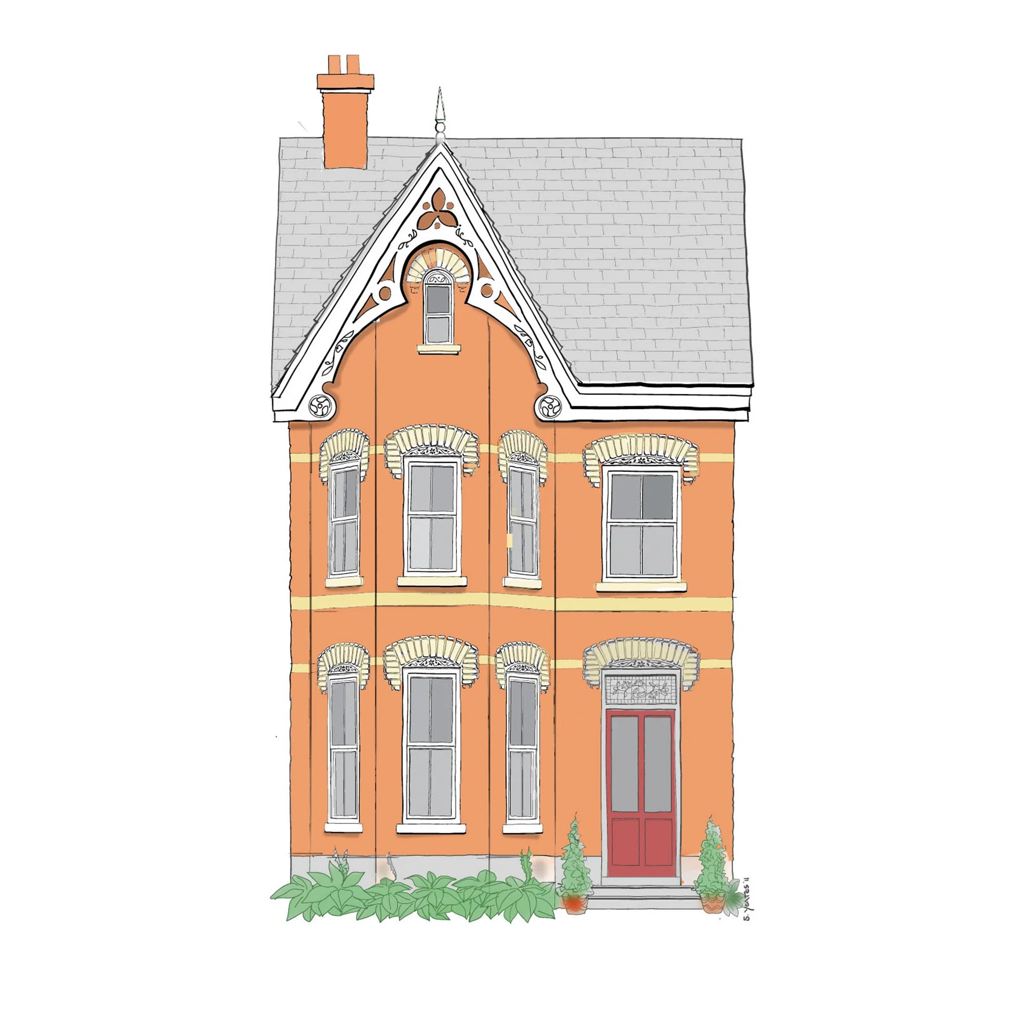Illustration of an Bay & Gable style house