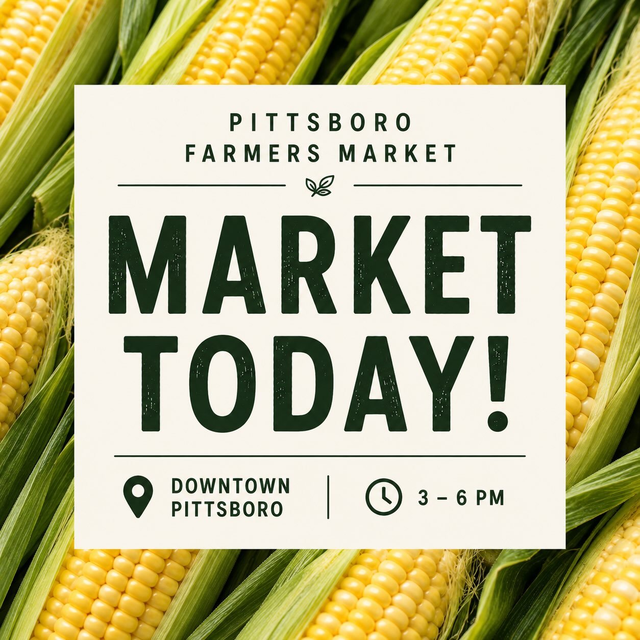 Market day! 🌽

Come stock up for the week, stay for some music from the Haw River Crawdaddies, and stop by the NC State Donation Station to help get fresh, local food to CORA.

We&rsquo;ll see you in Downtown Pittsboro from 3&ndash;6 PM!

#pittsboro