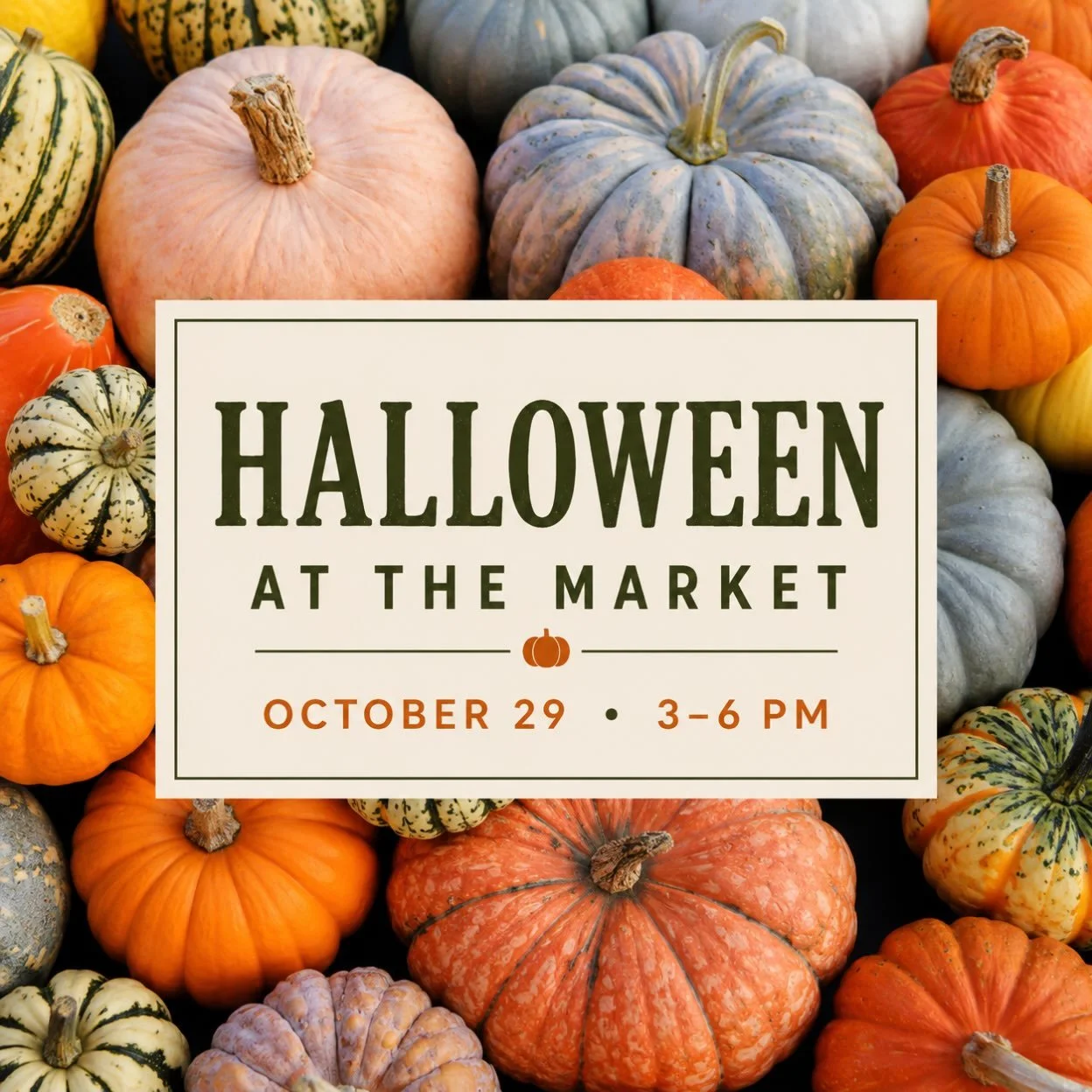 🎃 Halloween at the Market is THIS THURSDAY!

We&rsquo;ve got a fun afternoon planned for the whole family at the Pittsboro Farmers Market!

🍬 Trick-or-treating with market vendors
📖 Festive Story Time at 4 PM &amp; 5 PM
👻 Halloween Costume Parade