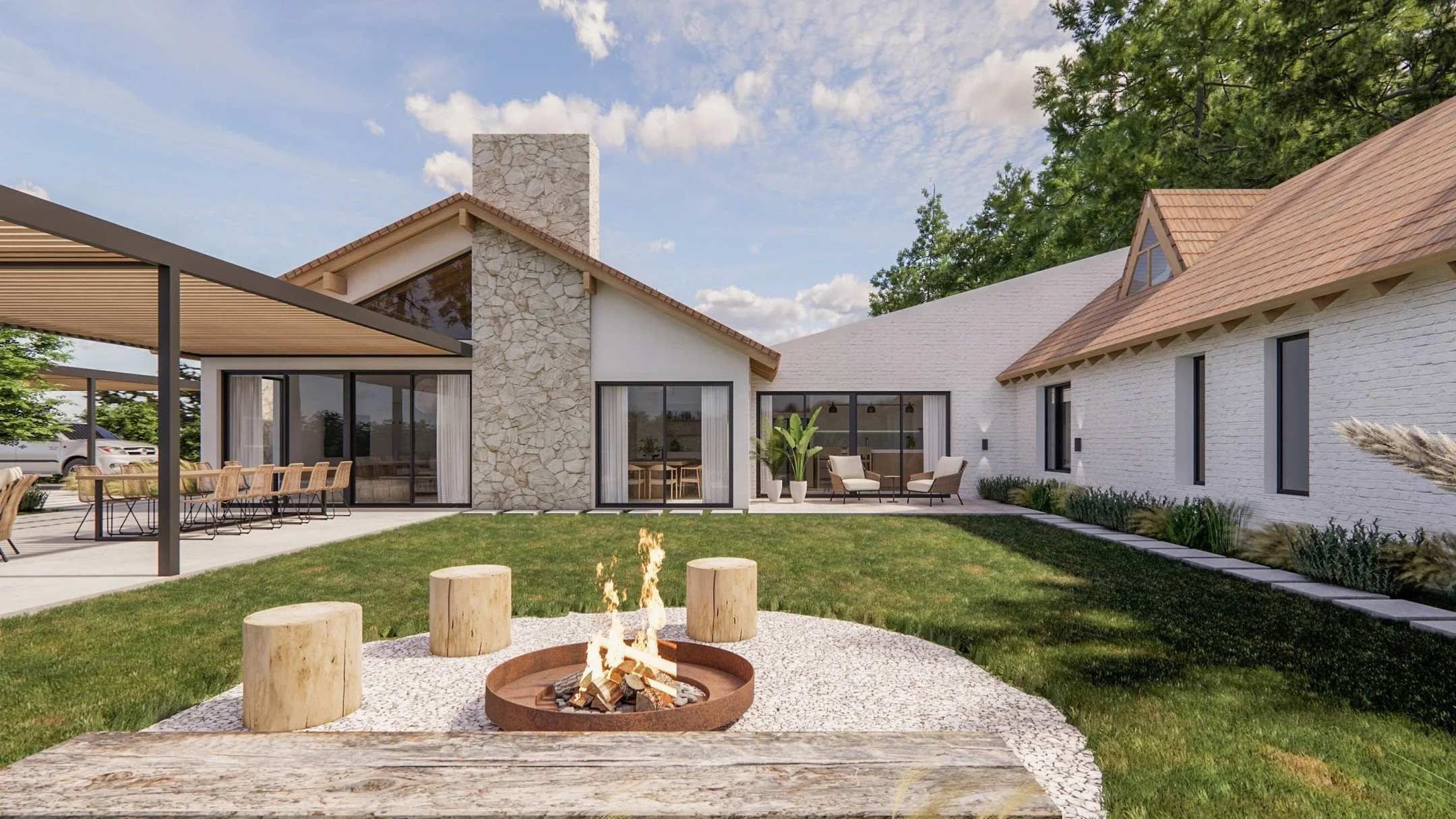 Antes y despu&eacute;s |🏠 Reforma Tres Lomas

Una casa ubicada al fondo de un gran lote, con dos habitaciones, cocina, ba&ntilde;o y quincho&hellip; pero con ambientes muy chicos.
El cliente buscaba un espacio social amplio, as&iacute; que se incorp