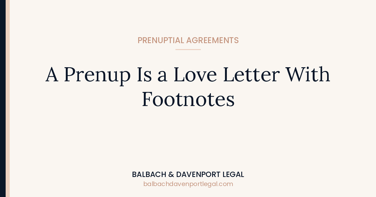 A Prenup Is a Love Letter With Footnotes