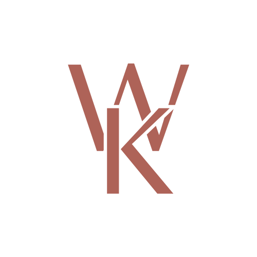 Un logo stylisé avec les lettres 'W' et 'K' entrelacées sur un fond noir.
