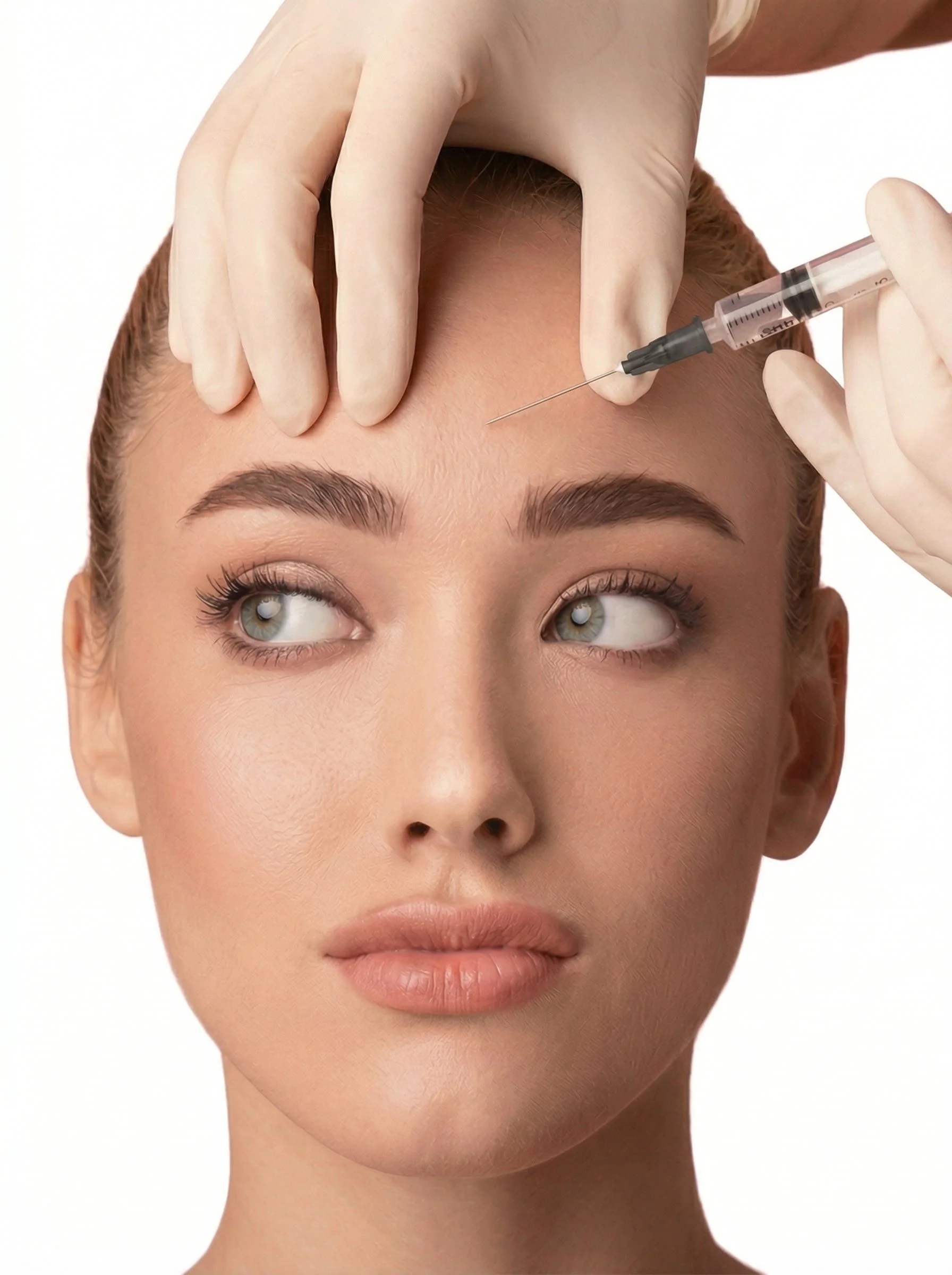 Une personne se faisant administrer une injection près de l'œil