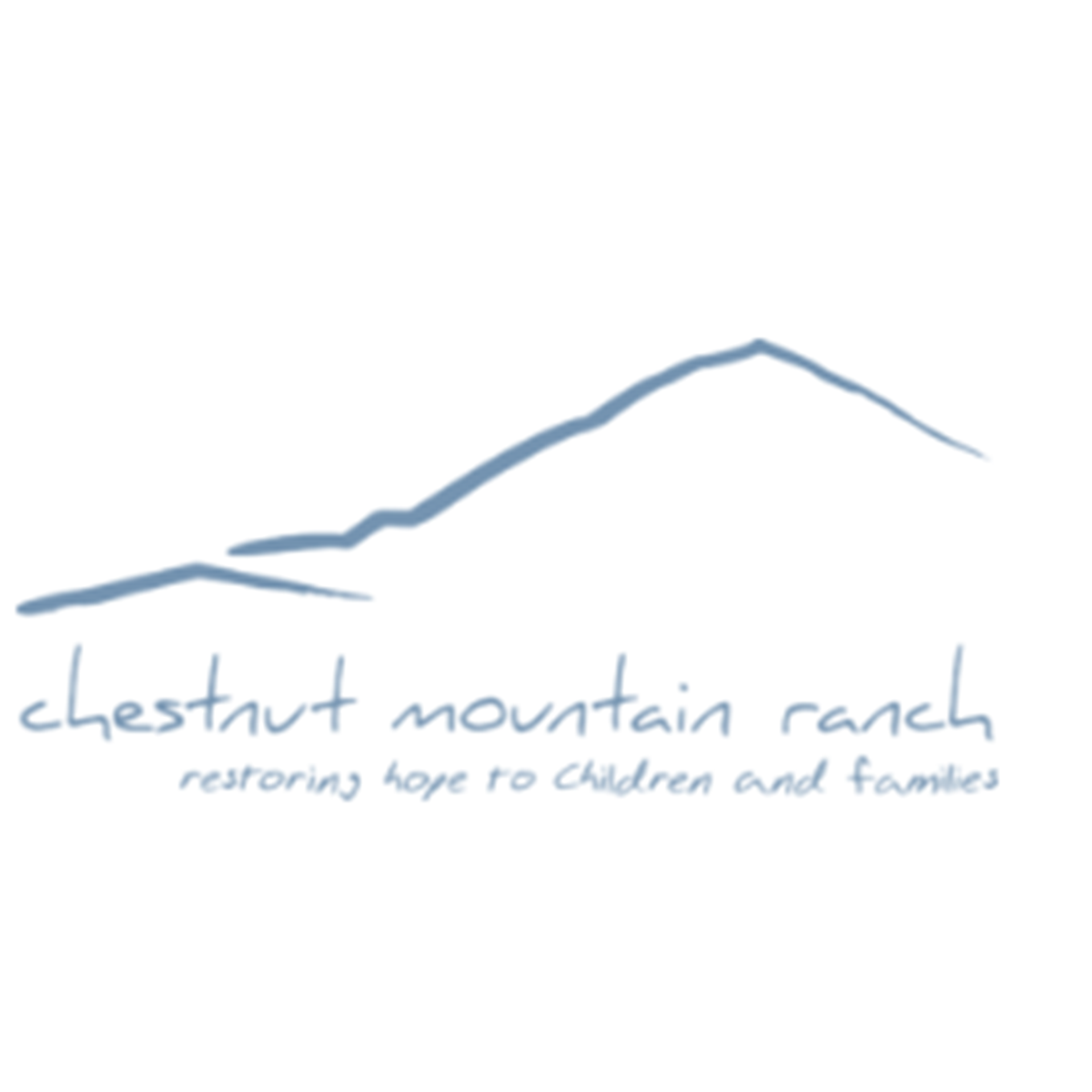 Illustration of a mountain with the text 'chestnut mountain reach' and the phrase 'restoring hope to children and families' underneath.