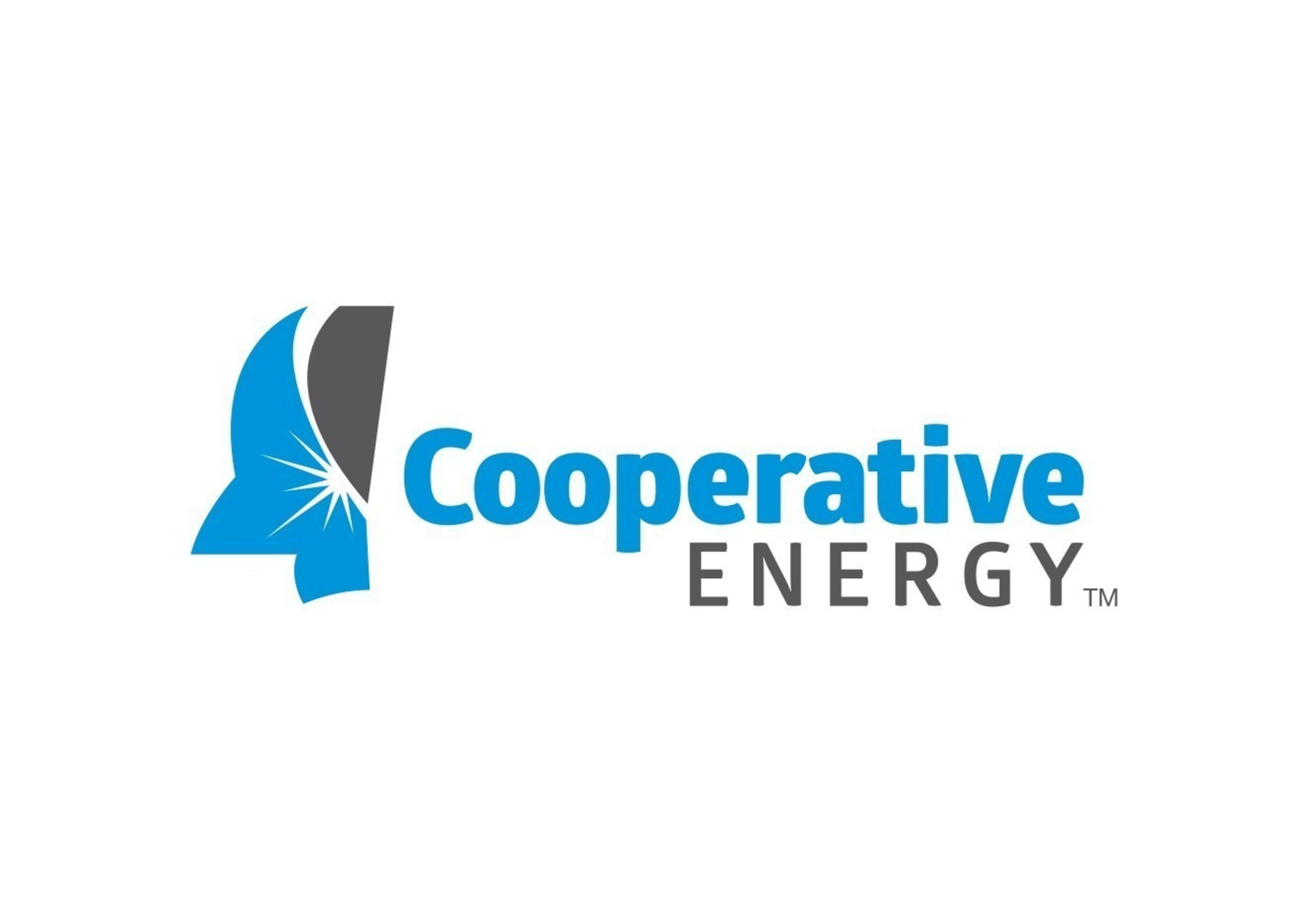 Logo of Cooperative Energy featuring a blue butterfly and a stylized gray and black shape, with the text 'Cooperative ENERGY' in blue and gray.