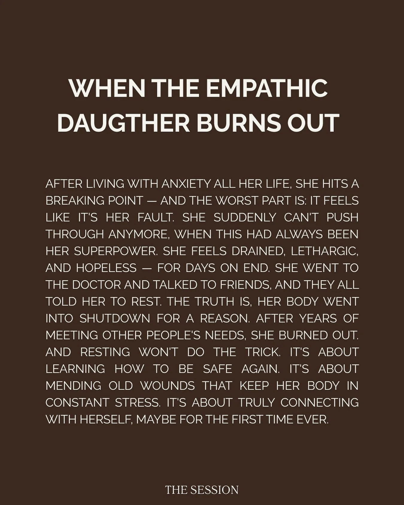 I see this pattern all the time. It&rsquo;s heavily liked with chronic symptoms. If this is you, know you&rsquo;re not alone. And you can find your way back to safety again &lt;3
-
#psychologistsofinstagram #burnoutprevention #empathproblems #mentalh