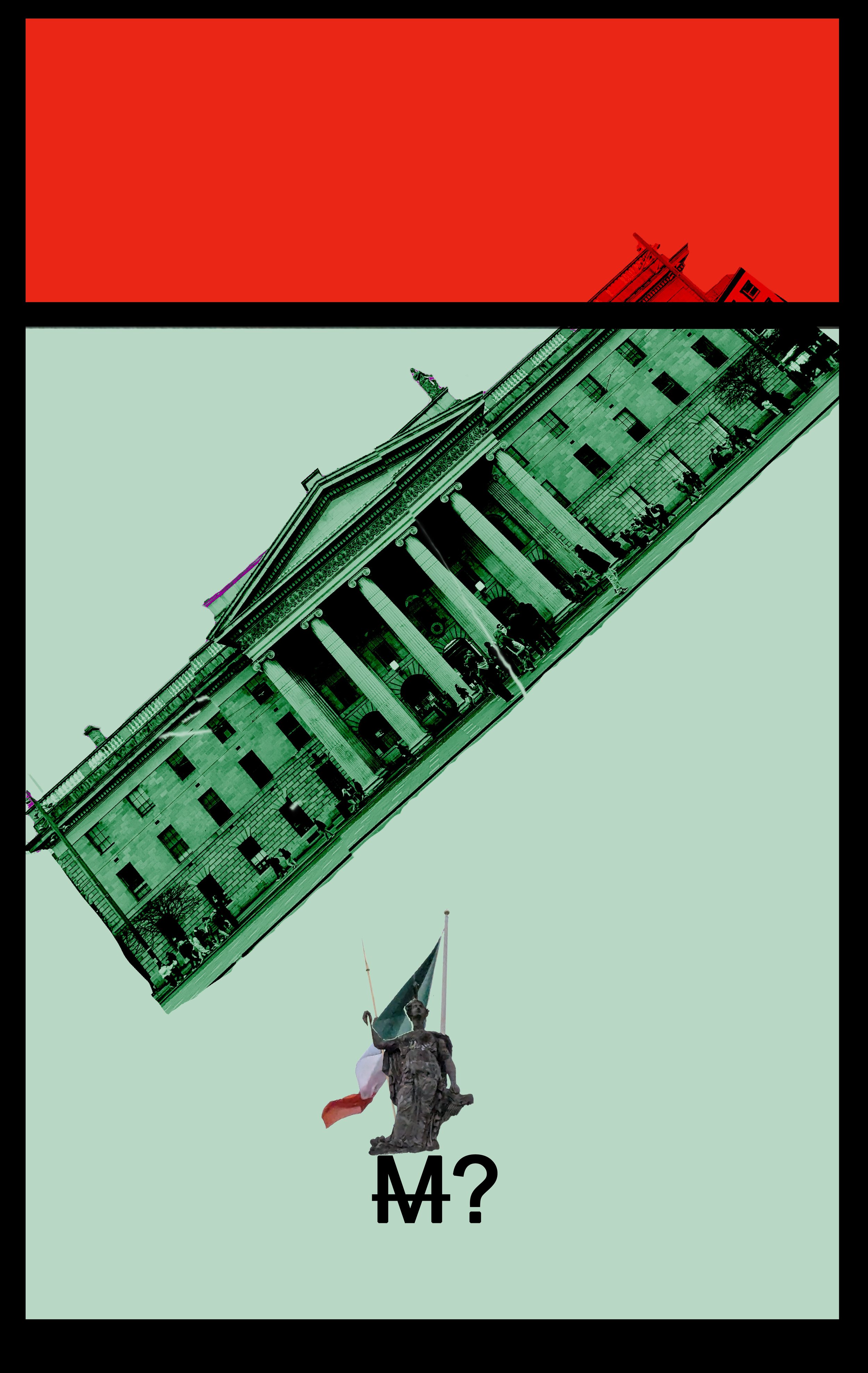 'Red GPO' Lift Off , photomontage digital print on vinyl, 38 x 58cm from Your Move installation, NCAD Works 2025 
Also available as Giclée Print on Hannemule William Turner 27cm x42cm