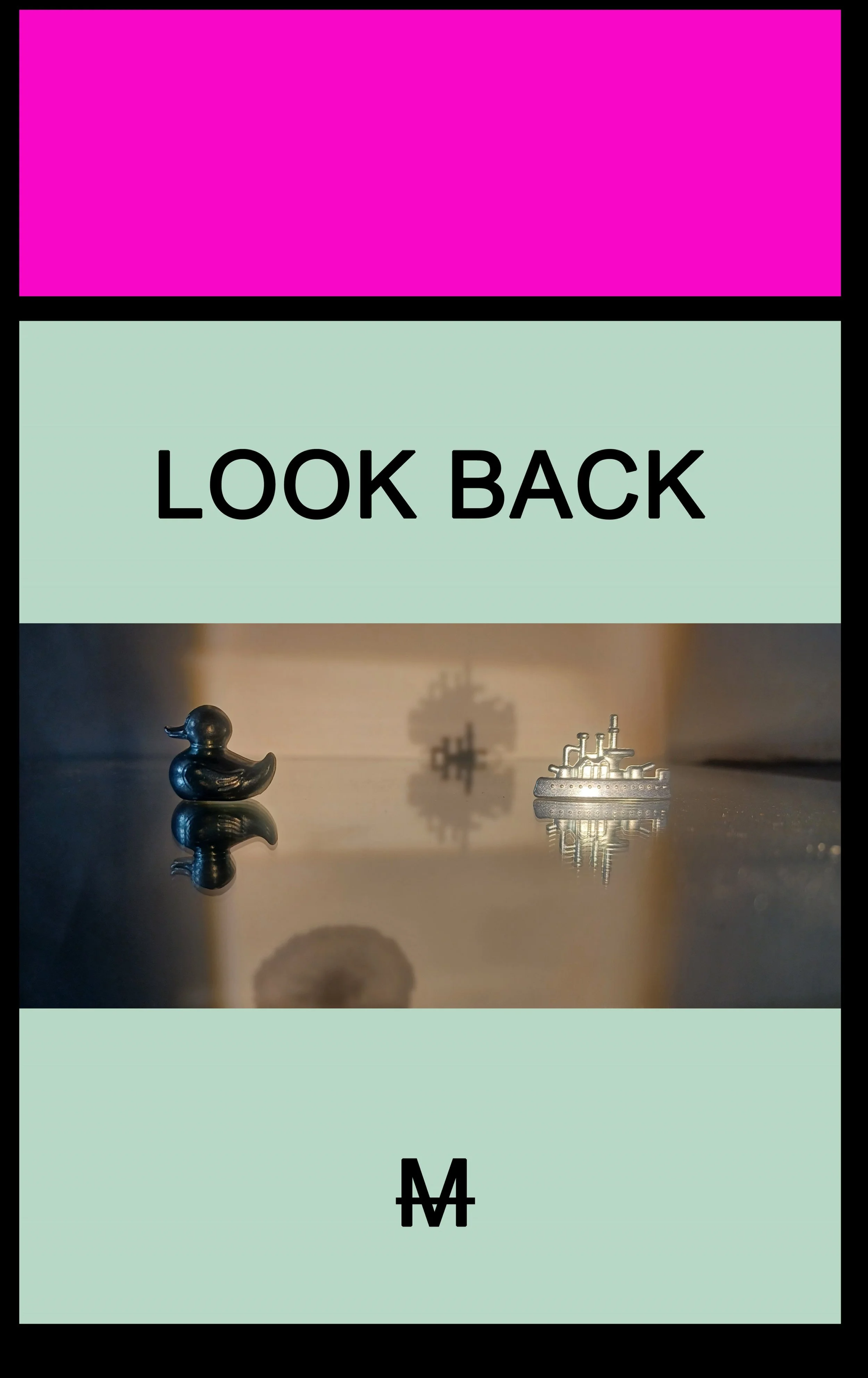 'Look Back' photomontage digital print on vinyl, 38 x 58cm from Your Move installation, NCAD Works 2025 
Also available as Giclée Print on Hannemule William Turner 27cm x42cm