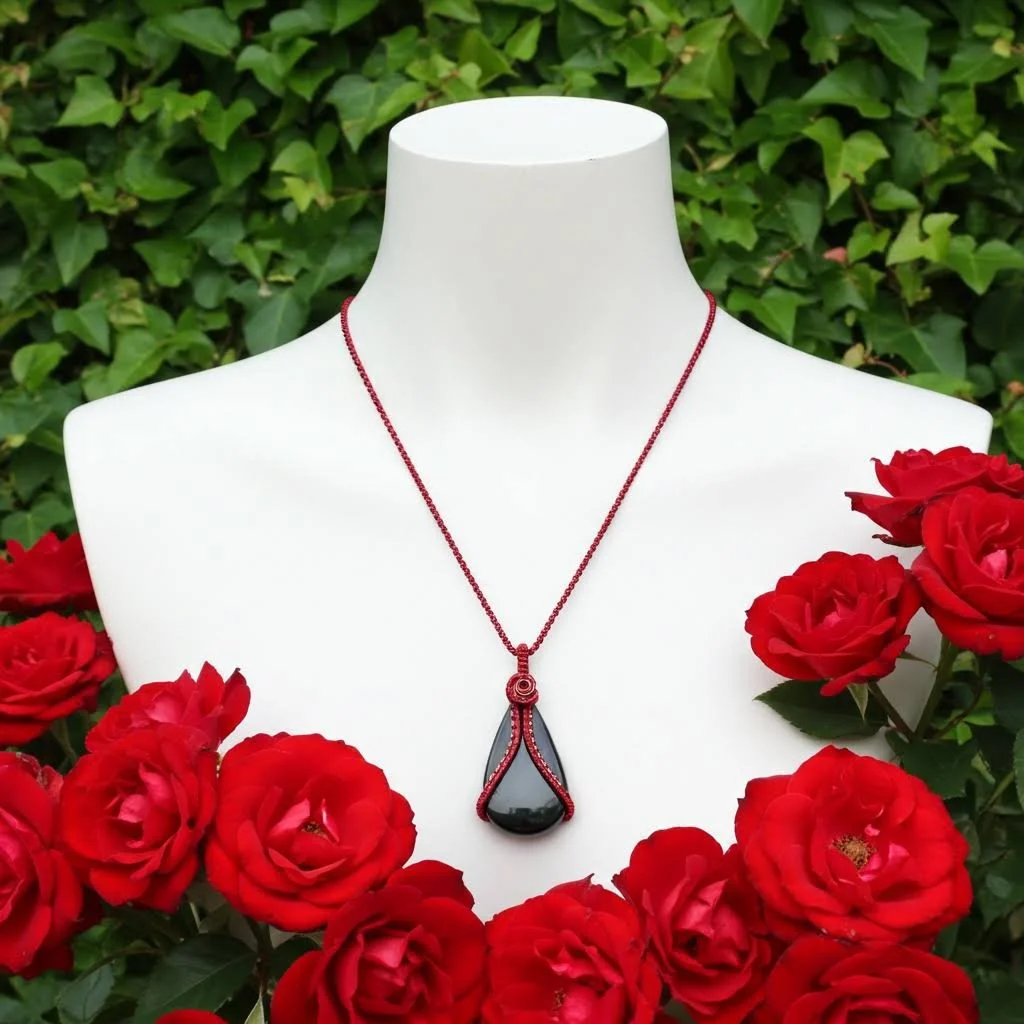 Hematite Wire Wrapped in Red Copper Wire