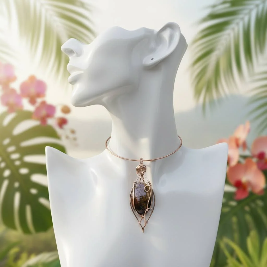 Ocean Jasper Wire Wrapped Pendant