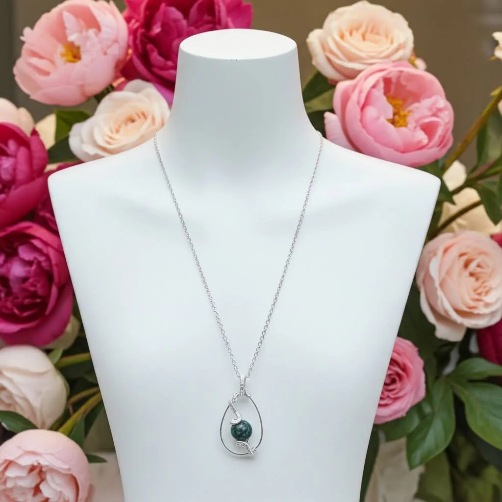 African Turquoise Silver Pendant