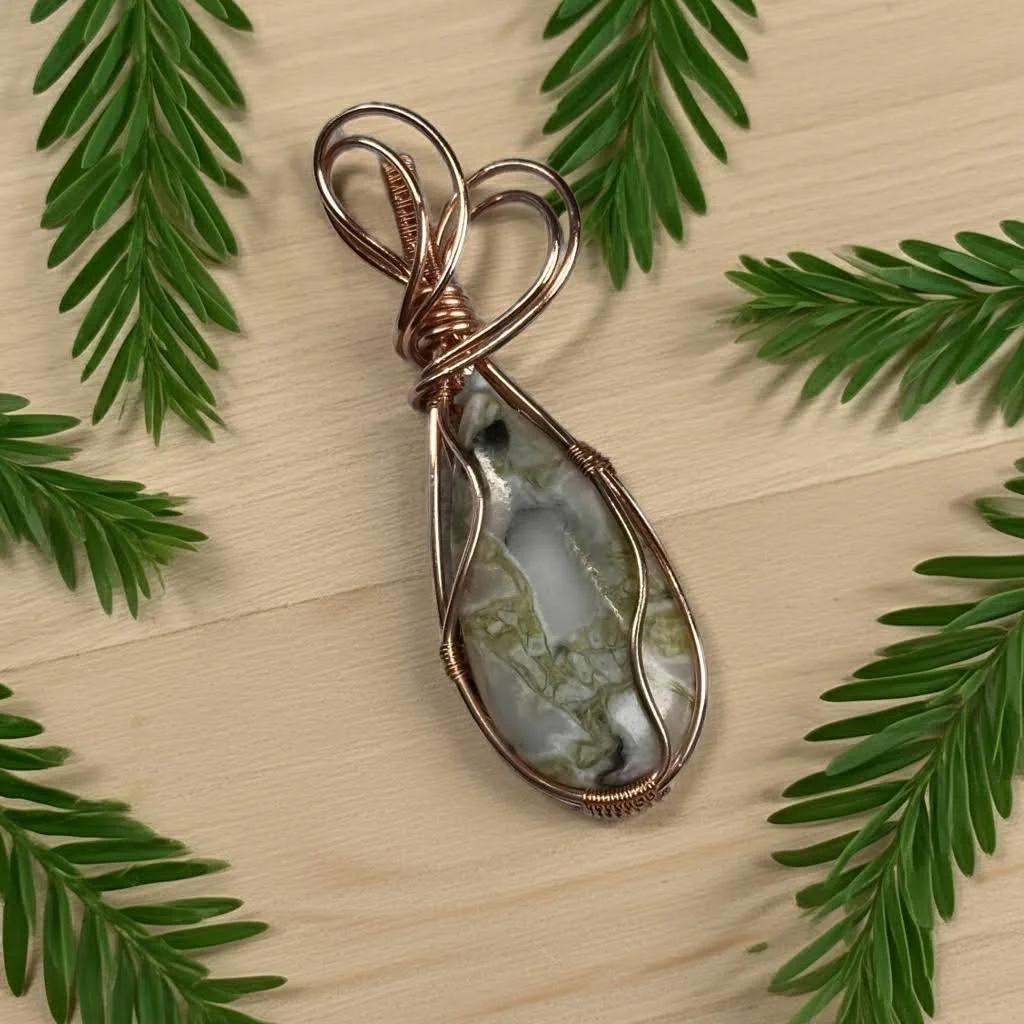 Serpentine Wire Wrapped Pendant