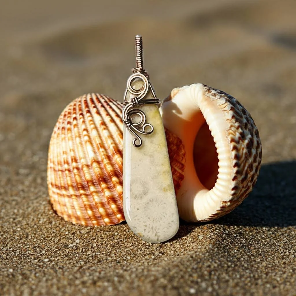 Fossil Coral Wire Wrapped Pendant