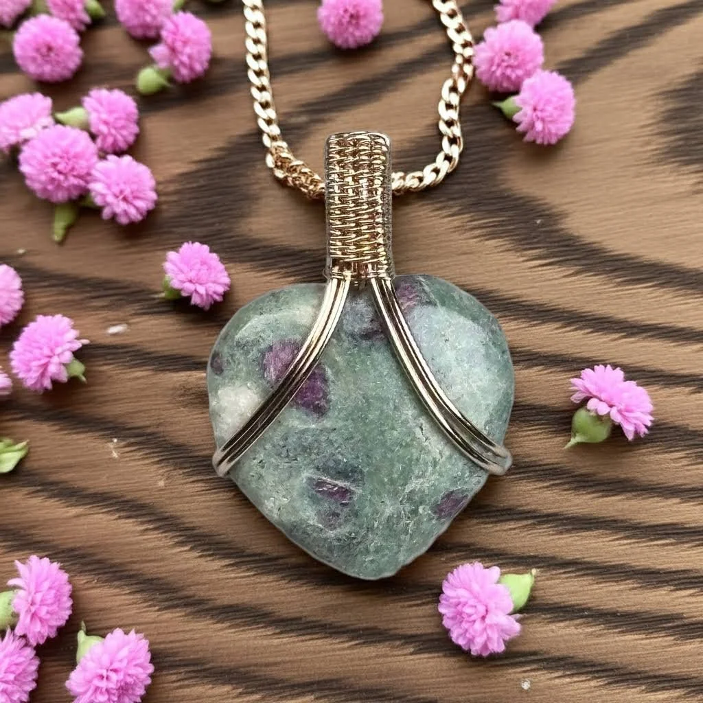 Ruby in Fuchsite Heart Pendant necklace