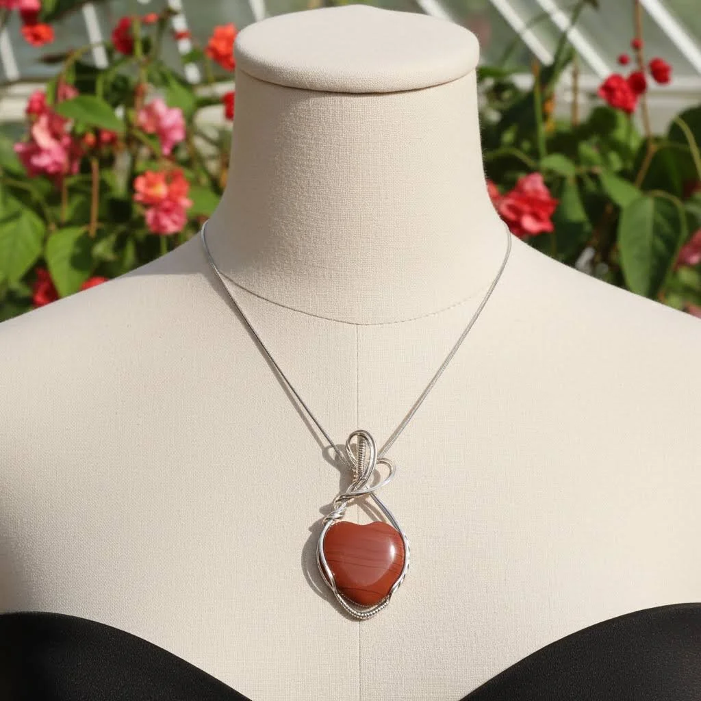 Handcrafted Red Jasper Heart Pendant