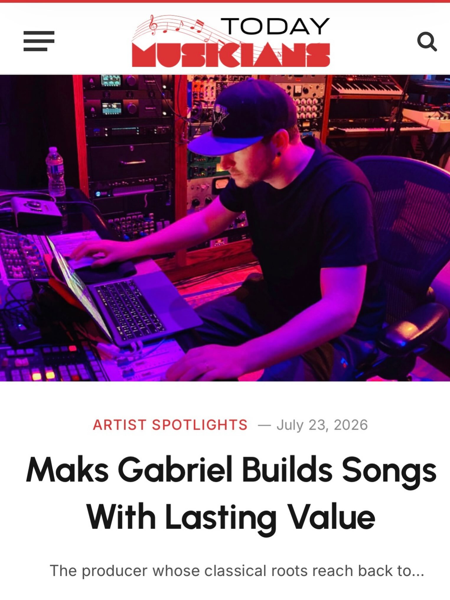 Big Thanks to &ldquo;Musicians Today&rdquo; for allowing me to share some thoughts on being a musician in today&rsquo;s rapidly changing industry.