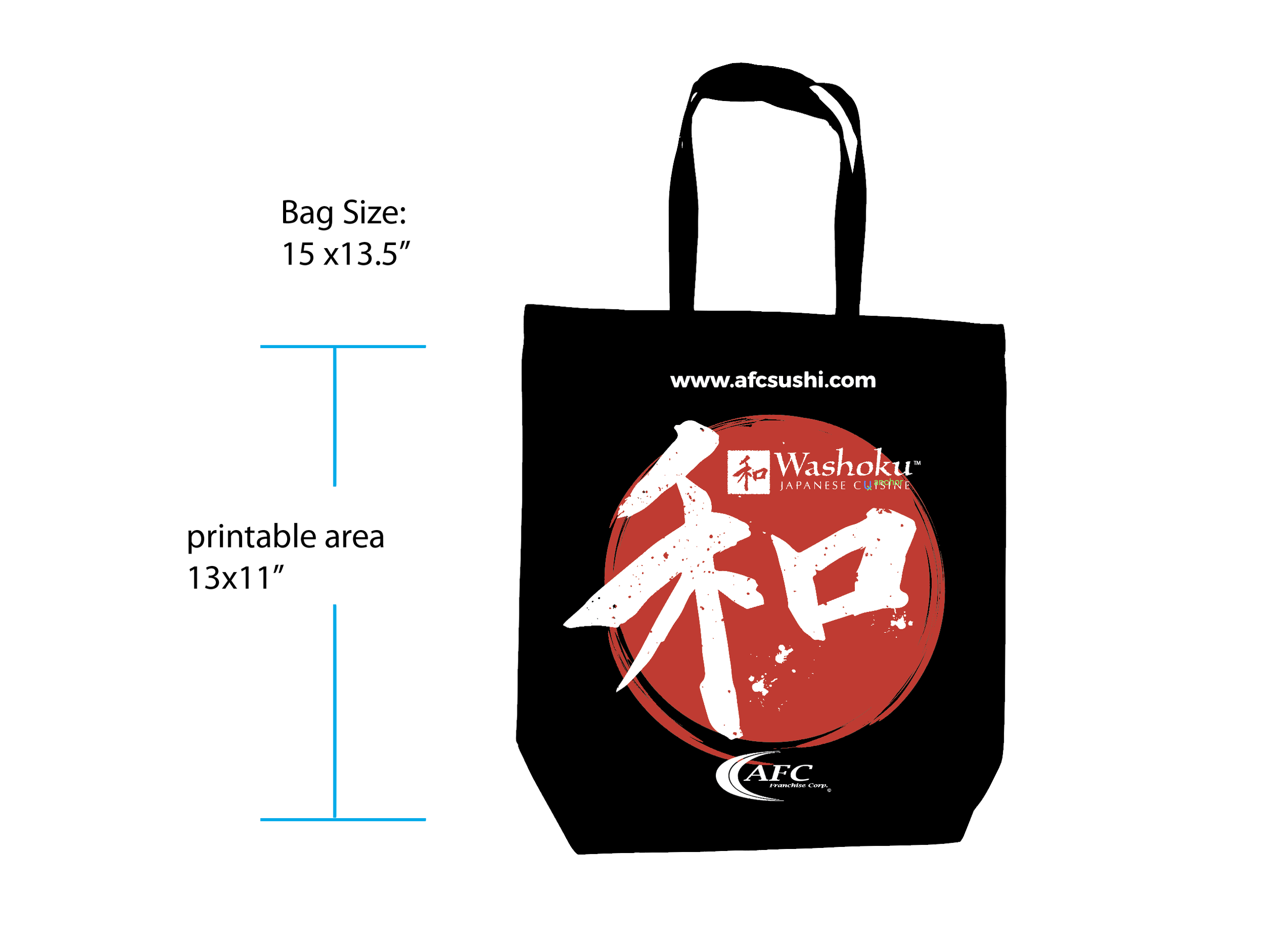Pre-print spec sheet idea for AFC tote bag