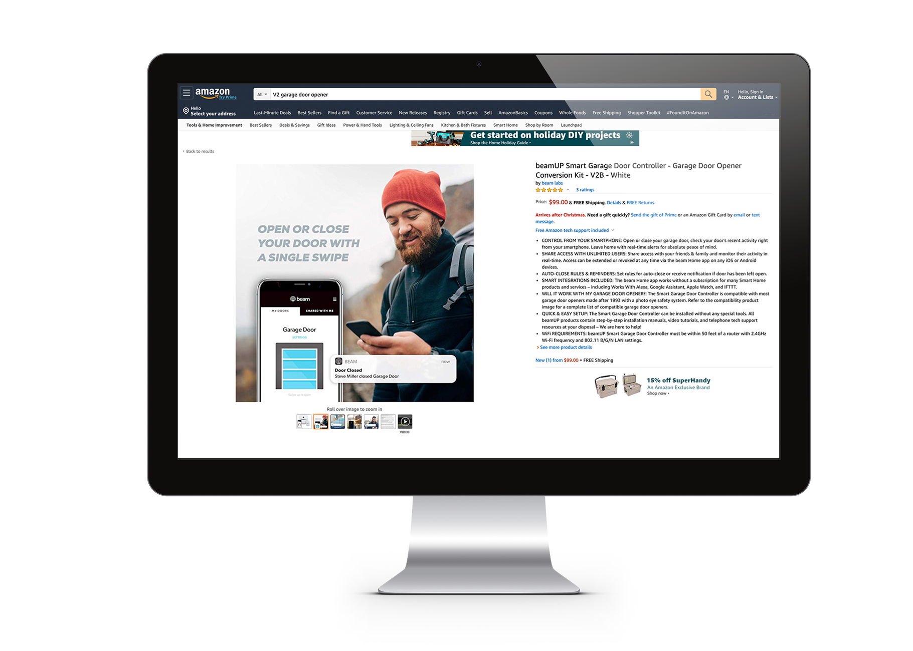 Beam Lab's desktop monitor with marketing campaign for Amazon Marketplace