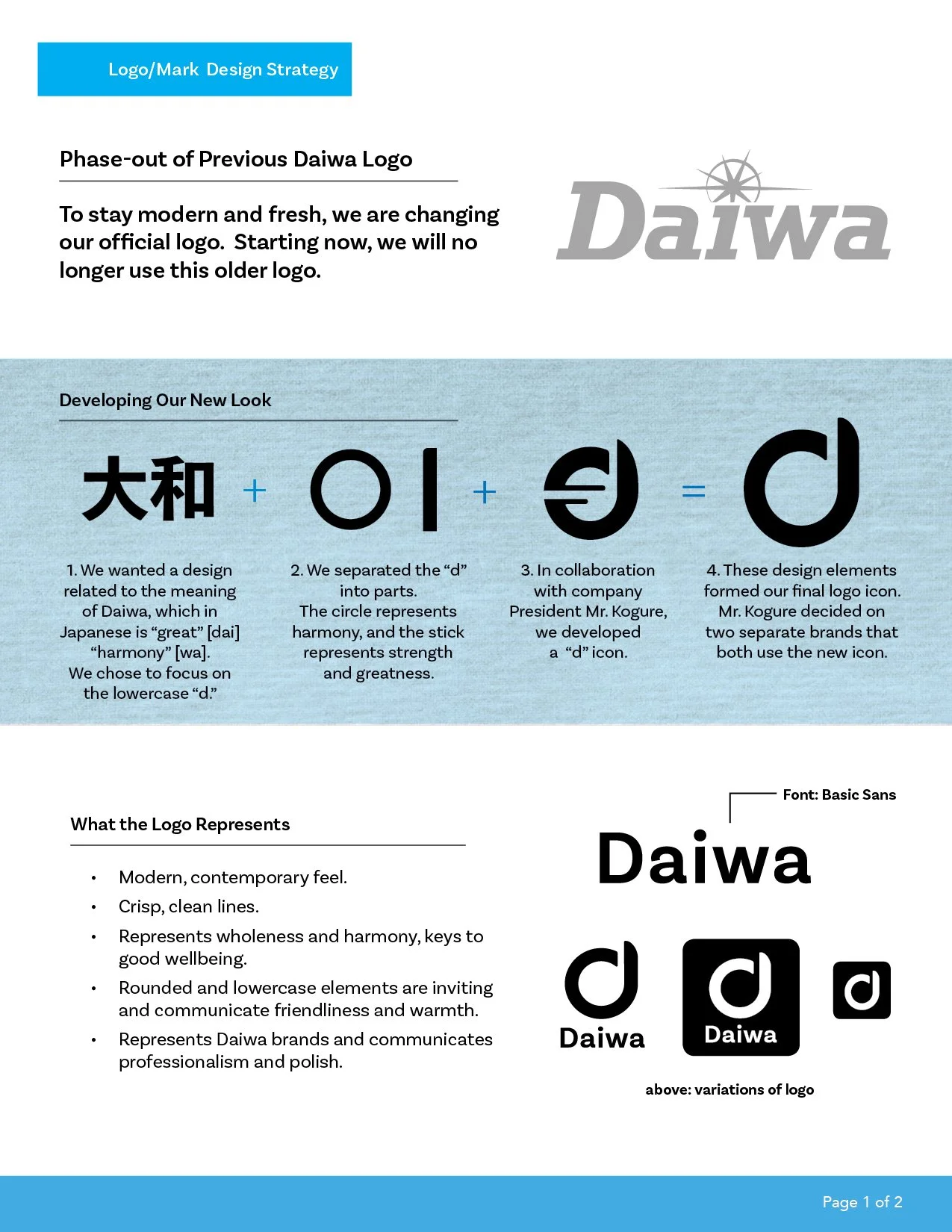 daiwa brand spec and guideline for logo redesign project