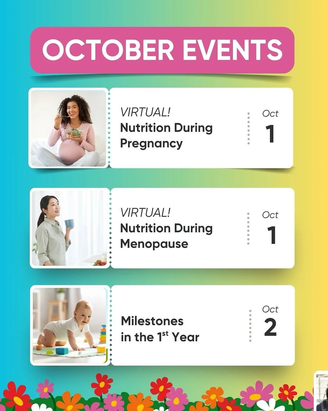 This October at Bloom U: Classes for everyone in the family &mdash; from expecting moms to teens, and everyone in between. 💪✨

Join us virtually or in person for expert-led workshops:

👶 Pregnancy &amp; Newborns
❤️ CPR &amp; First Aid
🧠 Neurodiver