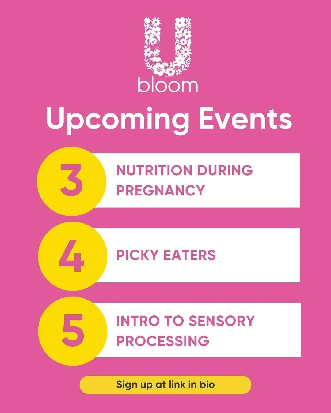 Hello, November! 🍂

This week&rsquo;s lineup is packed with expert-led classes designed to support you and your family&mdash;from Nutrition During Pregnancy and Milestones in the 1st Year to Picky Eaters, Intro to Sensory Processing, and Body Basics
