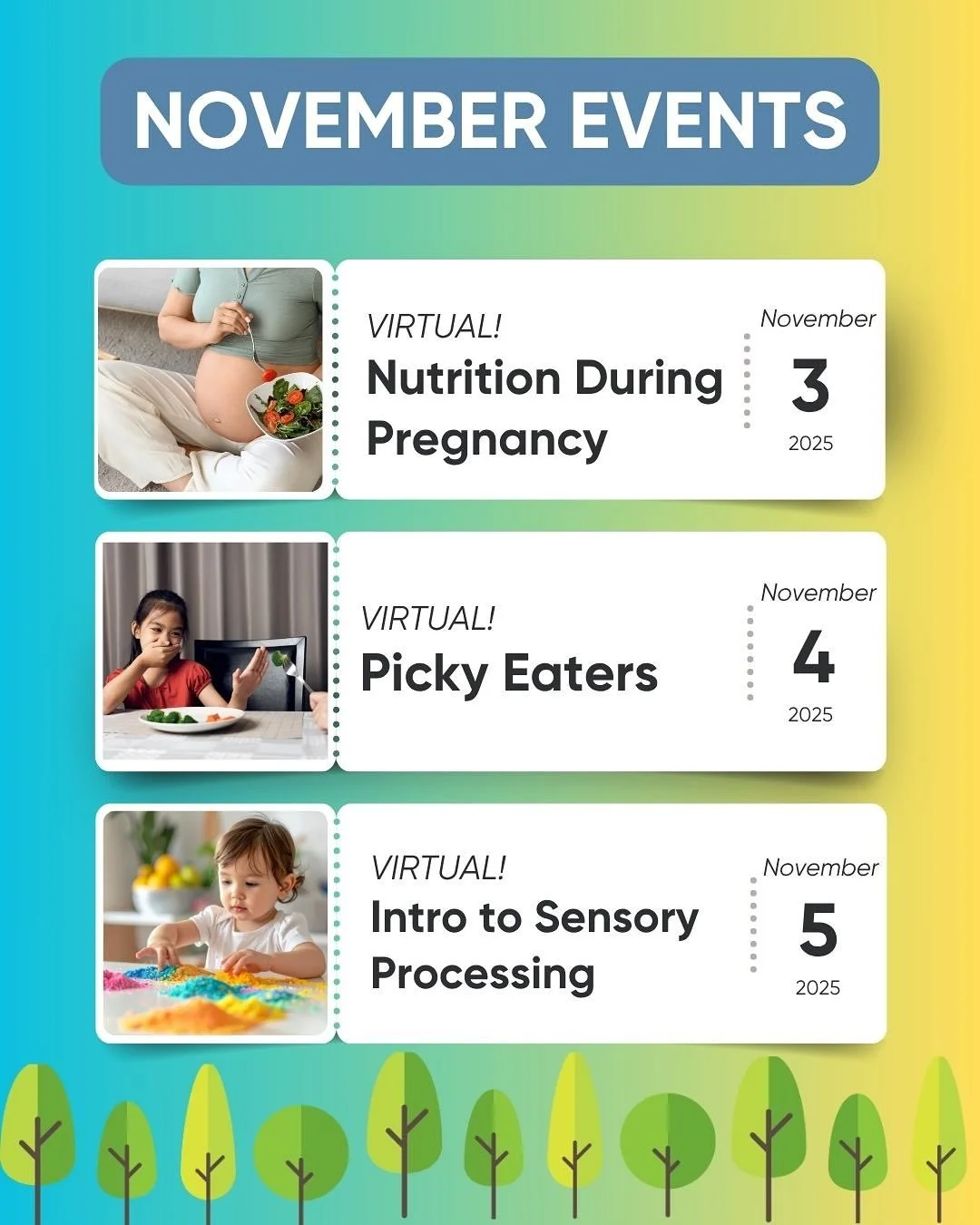 🍂 November is packed with ways to learn and grow at Bloom U!
&nbsp;
Join us for expert-led classes across 7 key areas:
&nbsp;
🍼 Expecting &amp; New Moms
🧠 Neurodivergence &amp; ADHD
💤 Sleep Support
🍎 Nutrition
🧒 Behavior &amp; Emotional Develop