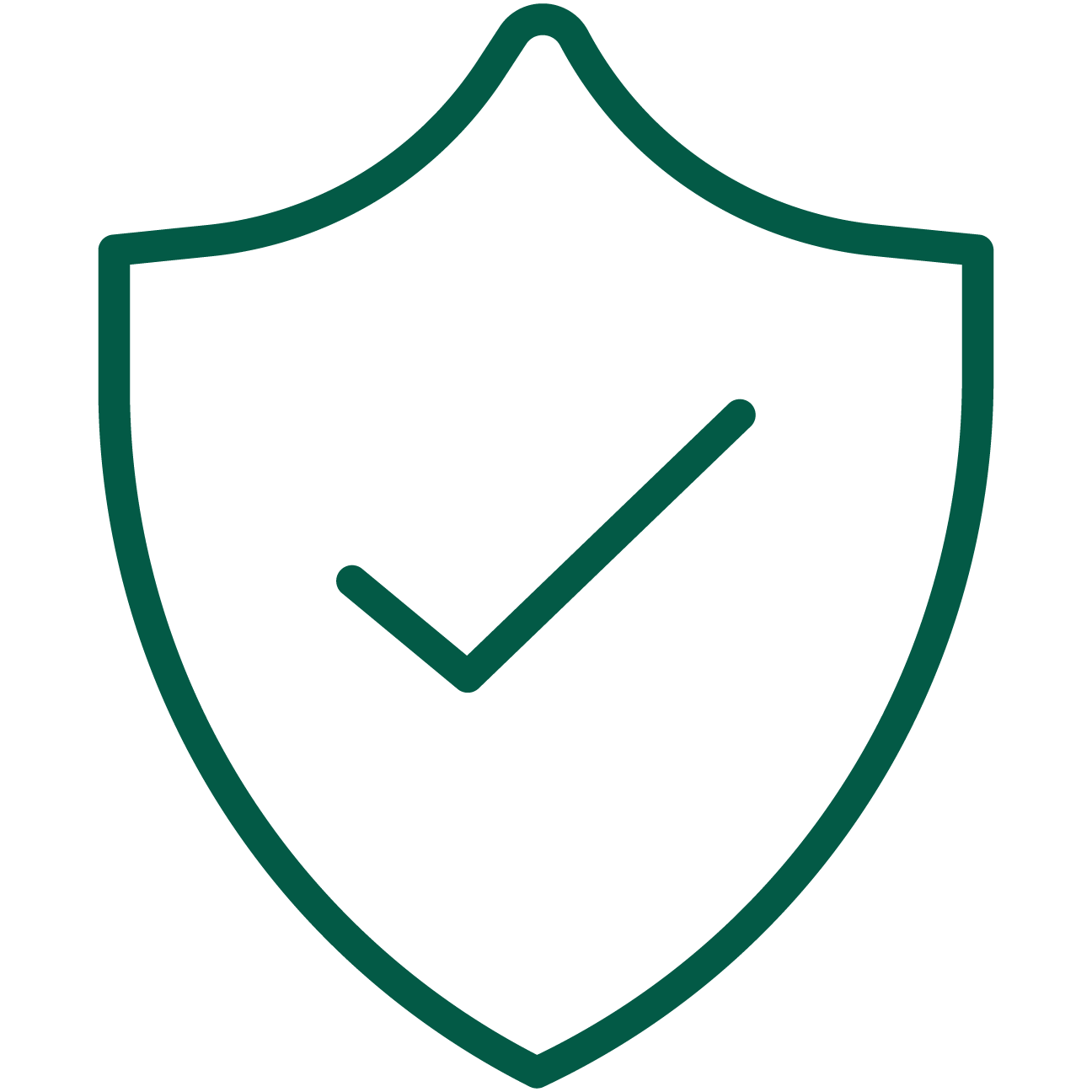 A shield with a check mark in the center, symbolizing security or protection.