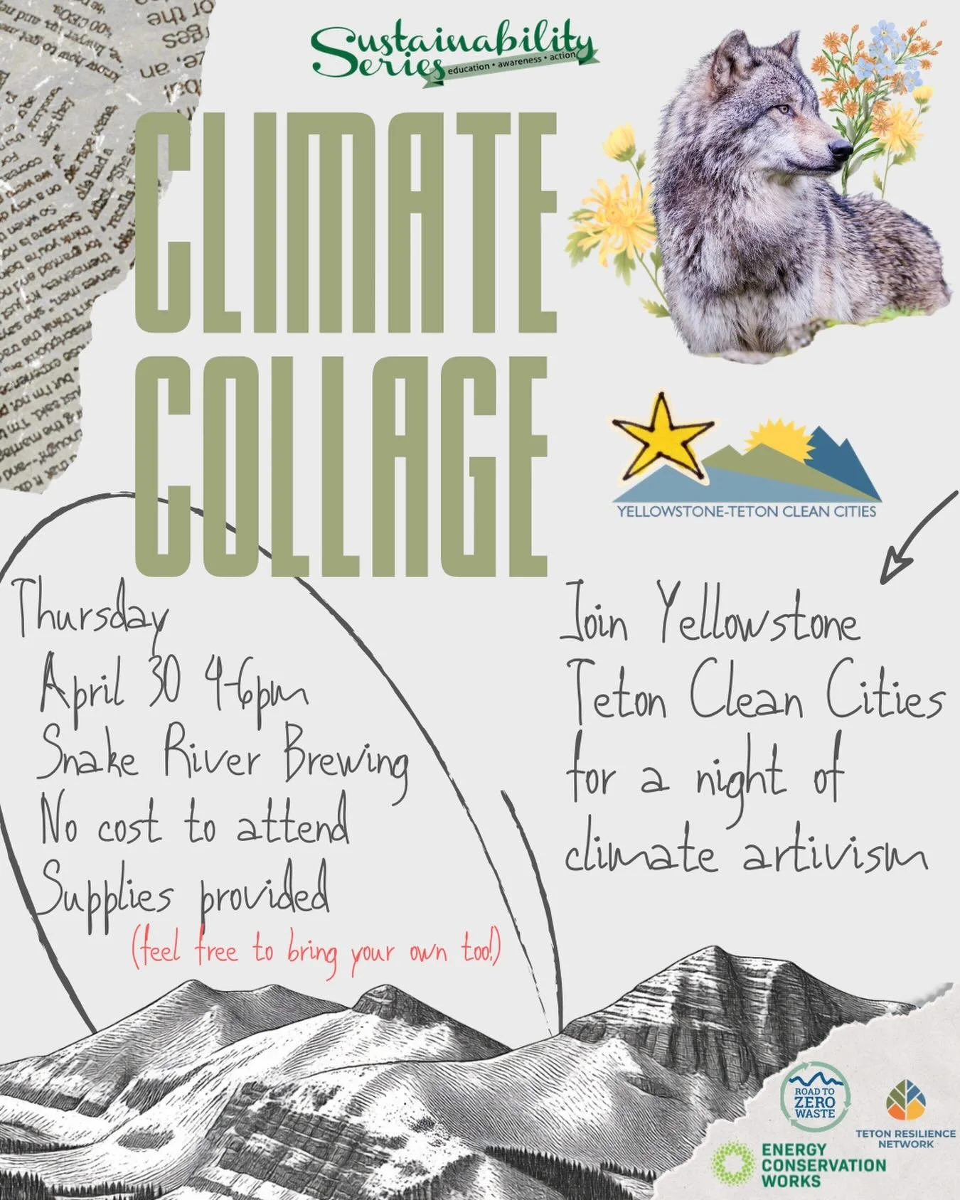 Join us this Thursday for the first Sustainability Series of the year hosted by @yellowstone_teton_clean_cities 

Come by for an evening of climate artivism. We&rsquo;ll be exploring our &ldquo;why?&rdquo; - why do we participate in sustainable habit