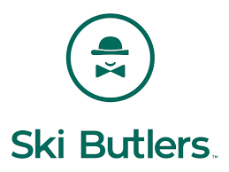 Logo for Ski Butlers featuring a stylized figure with a hat, bow tie, and sunglasses
