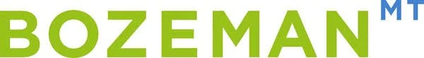 Close-up of the word "BOZEMAN" in green capital letters with part of a blue and white logo visible to the right