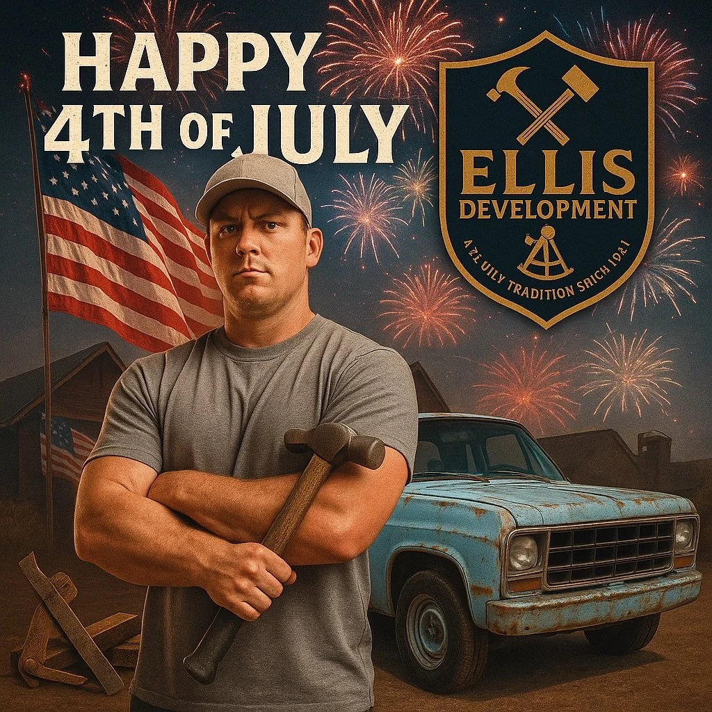 Fireworks. Freedom. And a whole lotta torque.
We might smell like sawdust and diesel, but today we smell like America 🇺🇸

Happy 4th of July from Ellis Development! still swinging hammers, chasing dreams, and building homes that&rsquo;ll outlast you