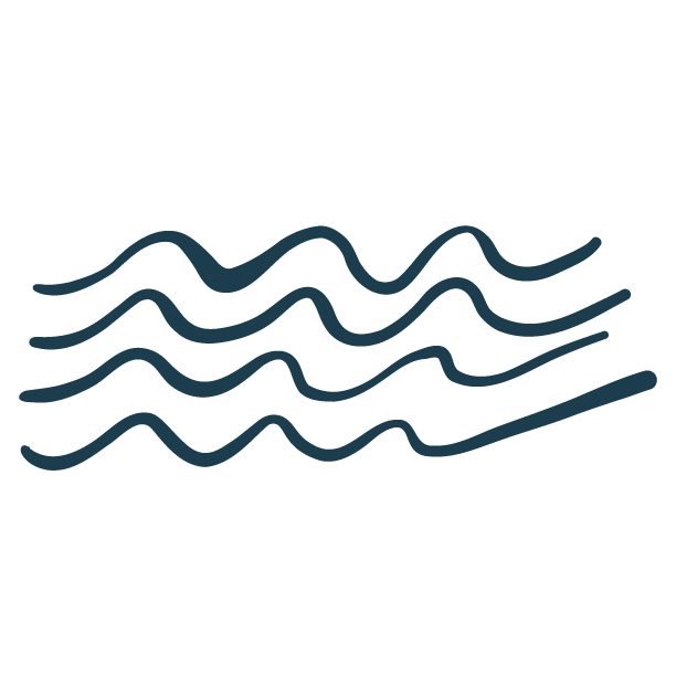 Stylized drawing of wavy water lines