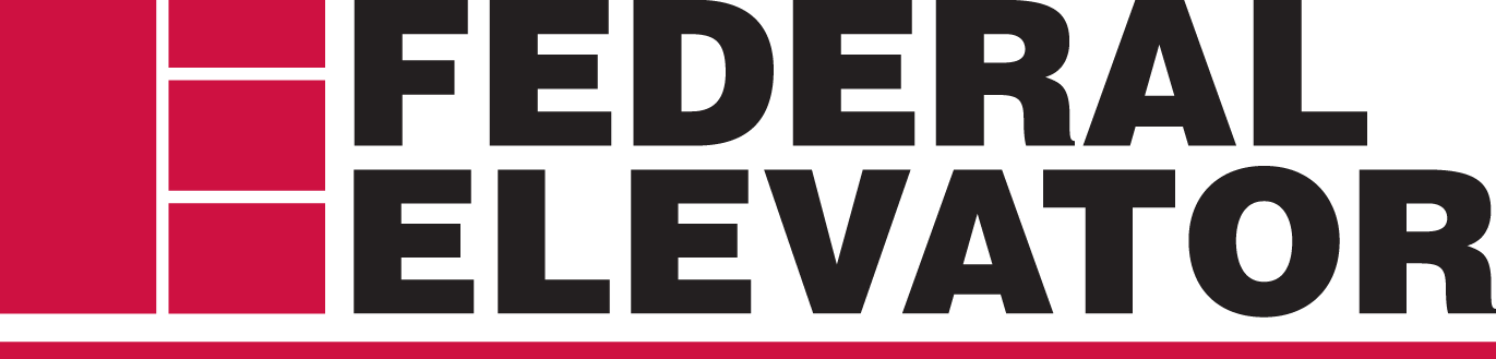 Logo of the Federal Elevator company with red and black text and design elements.