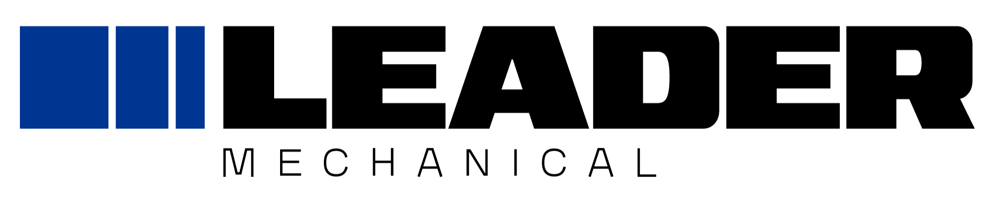 U logo with blue stripes and black text reading "LEADER MECHANICAL" on a white background.